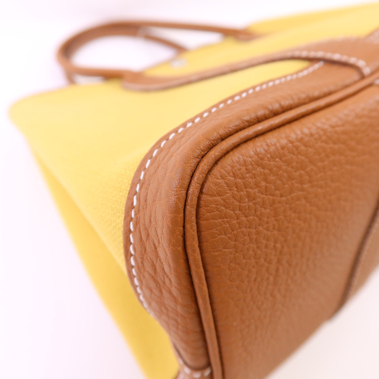 HERMES 帆布Garden Party TPM銀扣手挽袋Gold