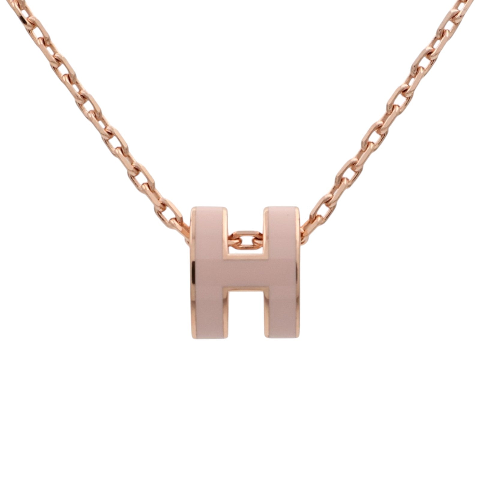 HERMES 金屬/琺瑯Mini Pop H Necklace項鍊Rose Sakura