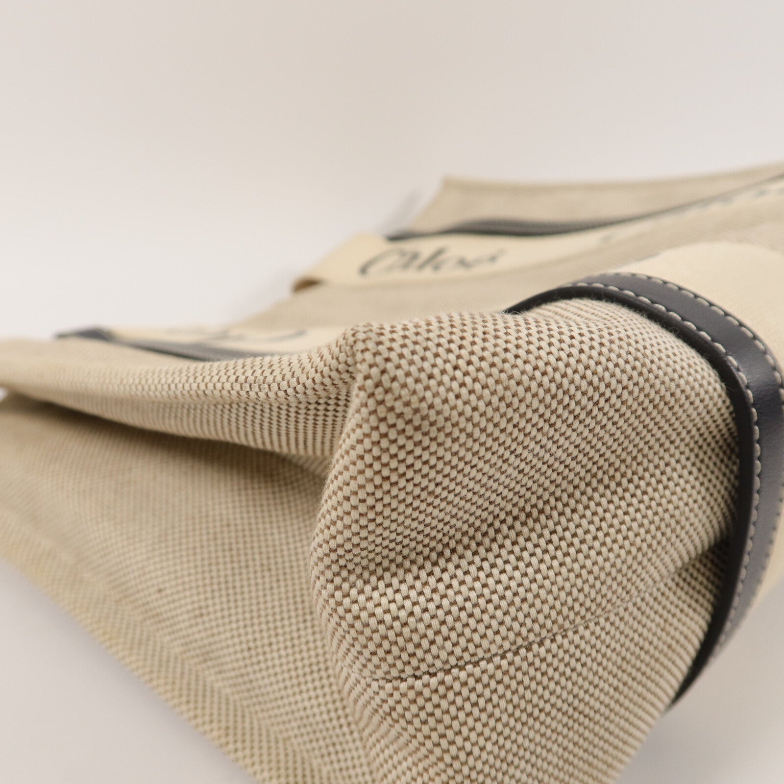 Chloe 帆布/牛皮皮革Woody Medium Tote Bag手挽袋