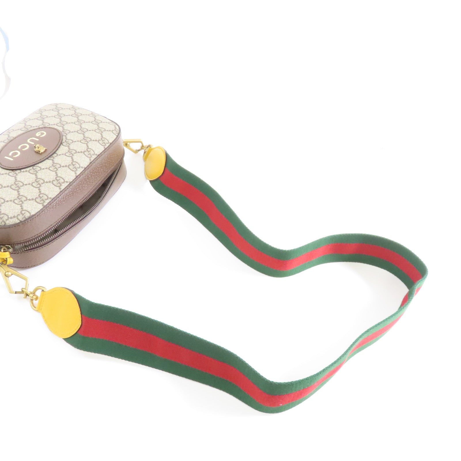 GUCCI 塗層帆布Neo Vintage GG Supreme金扣肩背袋棕色