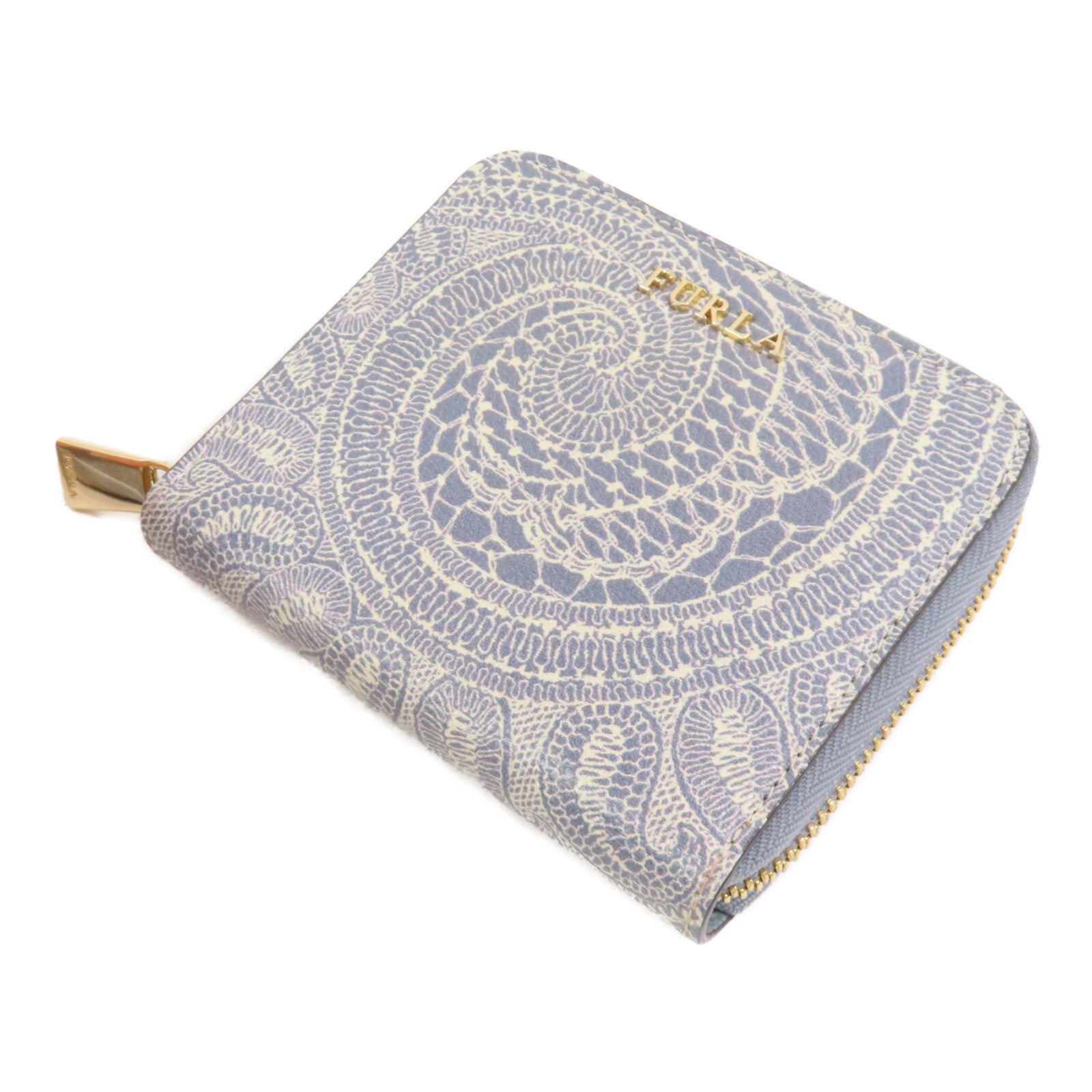 Furla 牛皮皮革Small Round Wallet金扣拉鏈短錢包