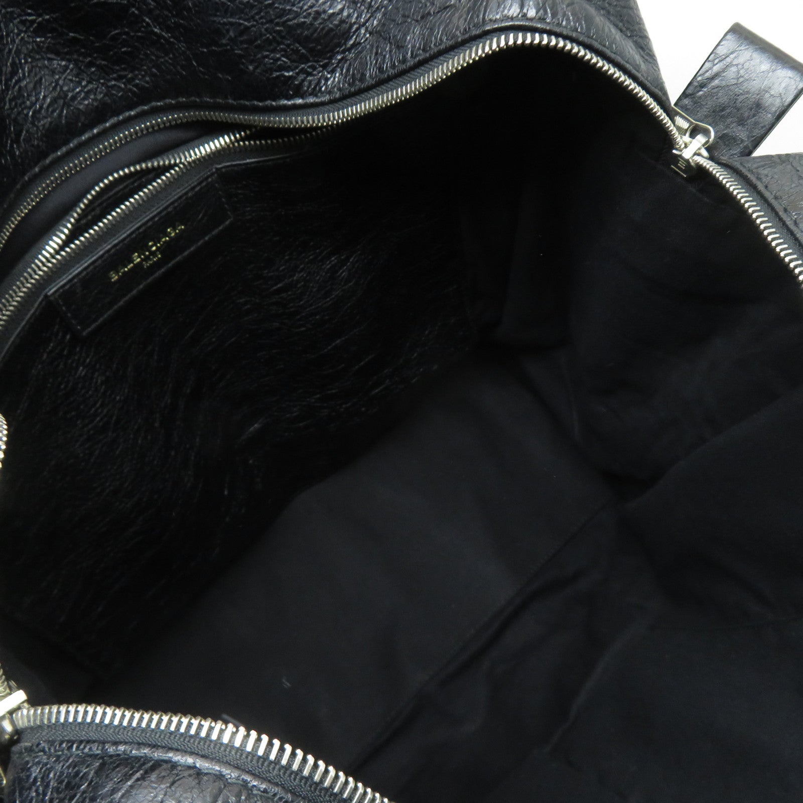 BALENCIAGA 【激減優惠】牛皮皮革Bazar Shopper Bag銀扣肩背袋黑色