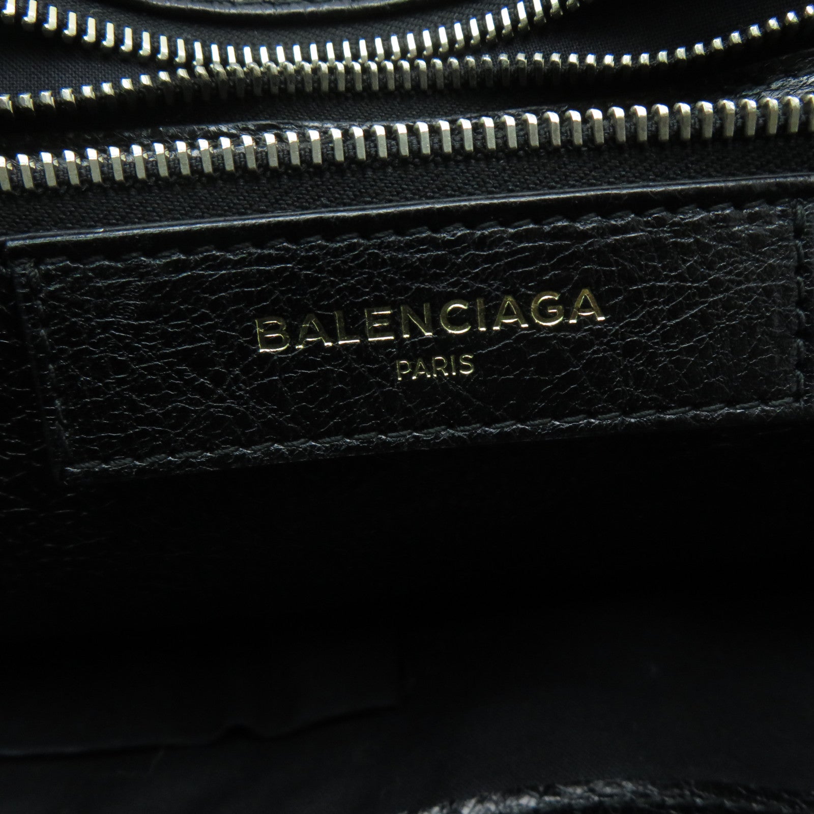 BALENCIAGA 【激減優惠】牛皮皮革Bazar Shopper Bag銀扣肩背袋黑色