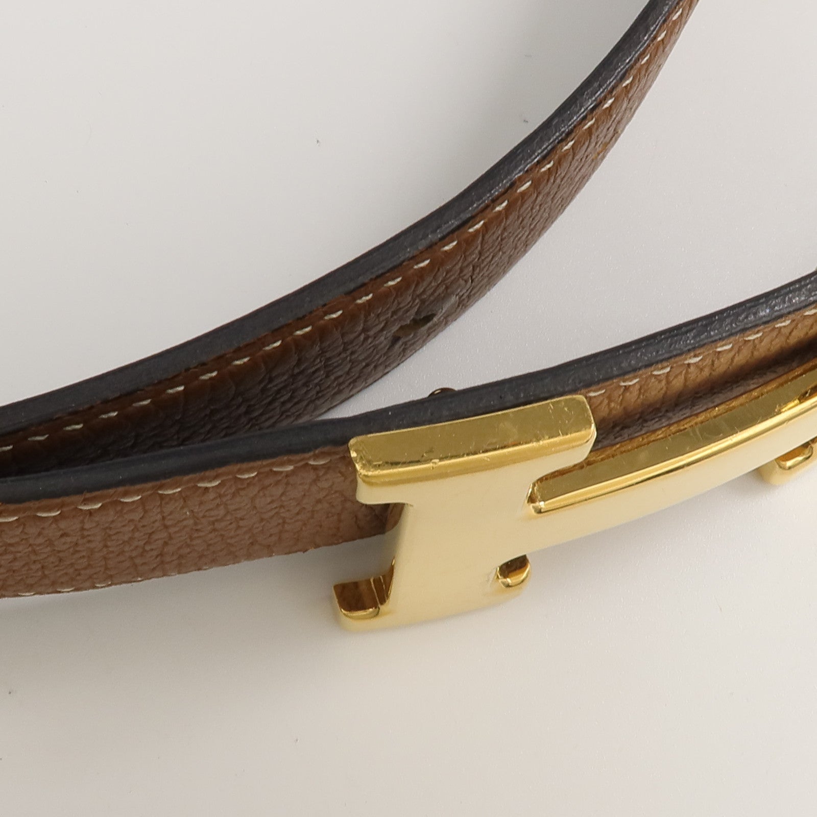HERMES Clemence/Box Calf皮革Ceinture 5382皮帶Noir/Gold