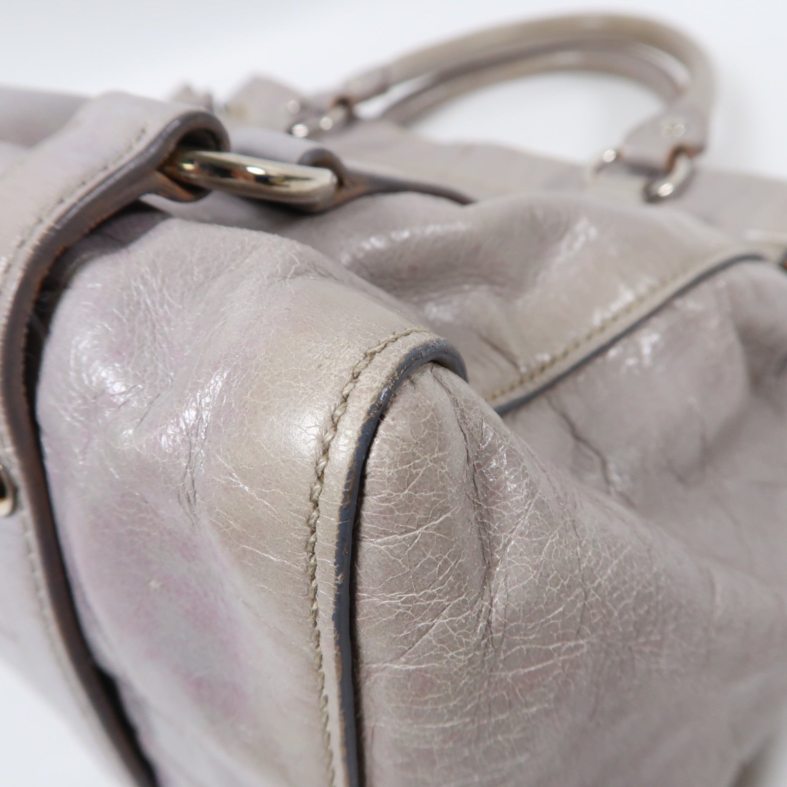 Miu Miu 牛皮皮革2 Way Shoulder Bag銀扣手挽肩背兩用袋灰色