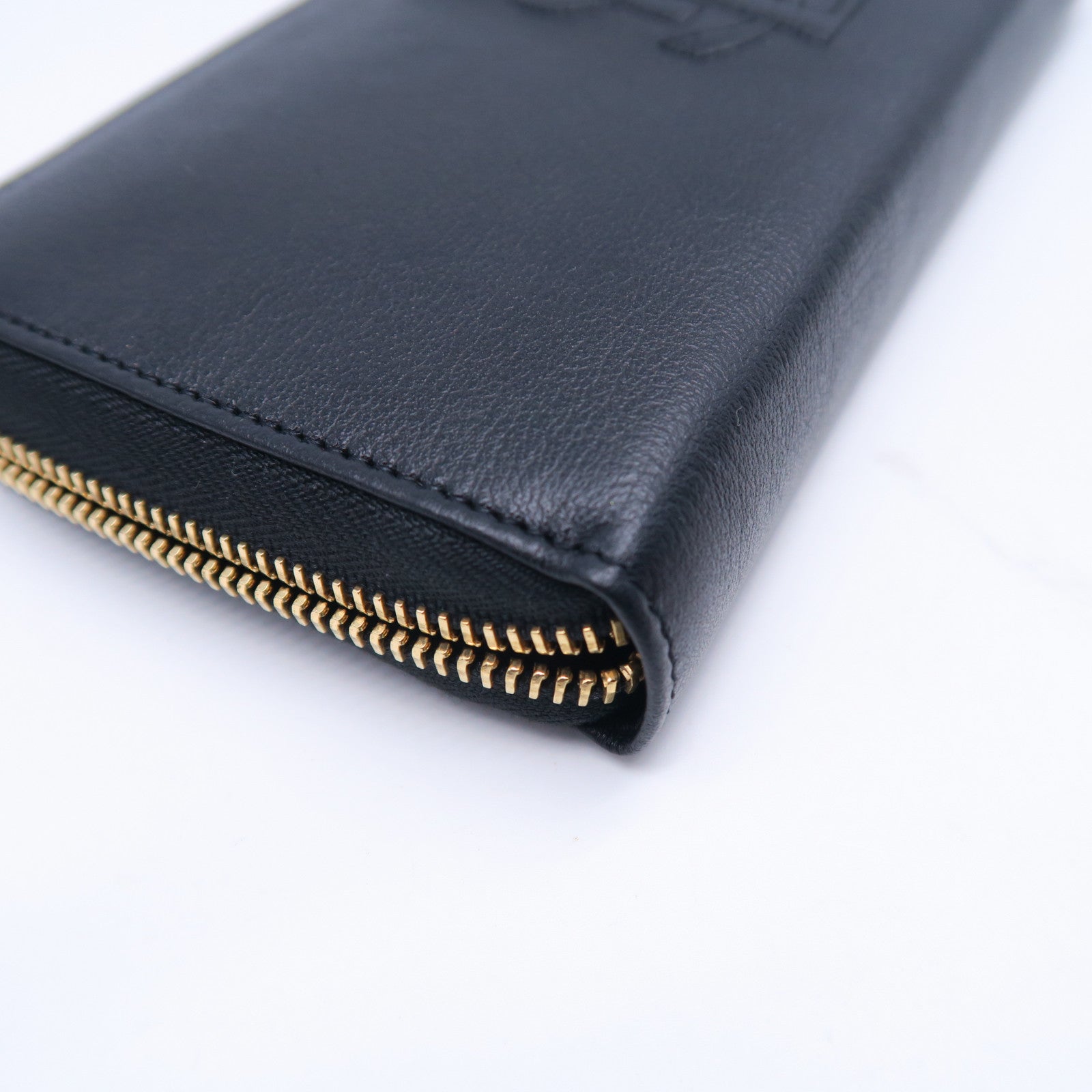 YVES SAINT LAURENT 【激減優惠】牛皮皮革Long Wallet金扣長錢包黑色