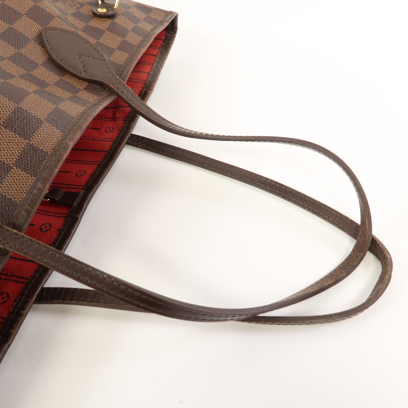 LOUIS VUITTON Damier Ebene Neverfull MM金扣手挽袋啡色