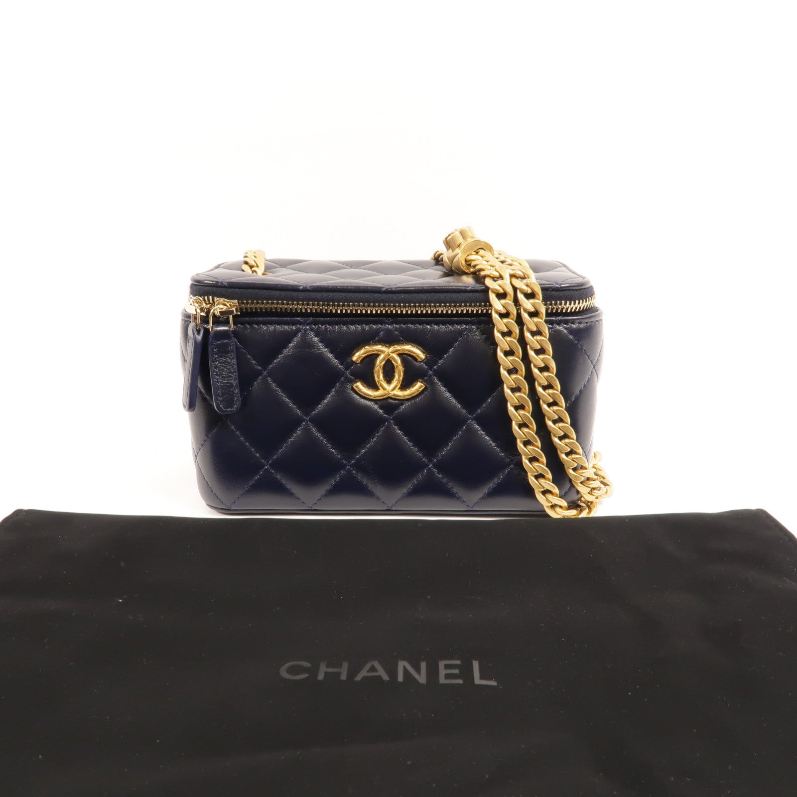 CHANEL 羊皮皮革Vanity Case鏈帶肩背袋