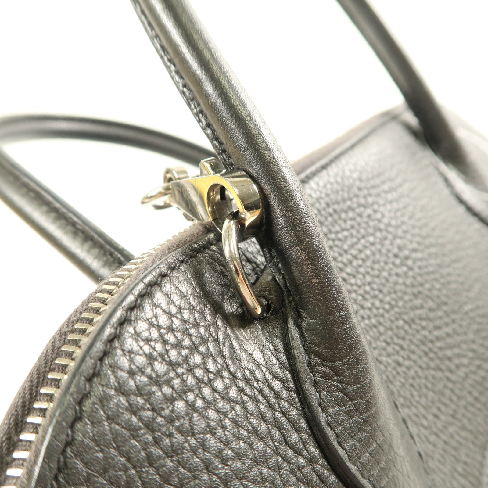 HERMES Clemence皮革Bolide 31銀扣手挽肩背兩用袋Noir