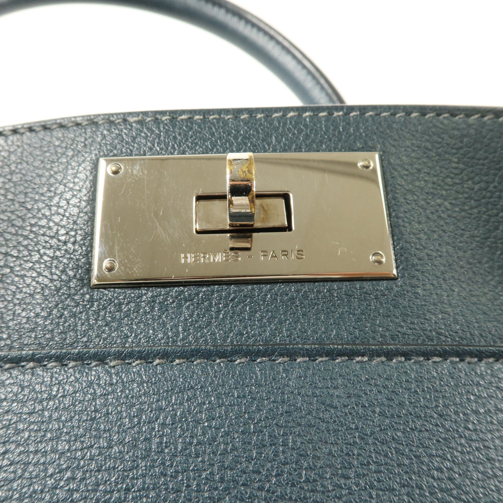 HERMES Evercolor皮革Toolbox 26手挽肩背兩用袋Bleu Ocean