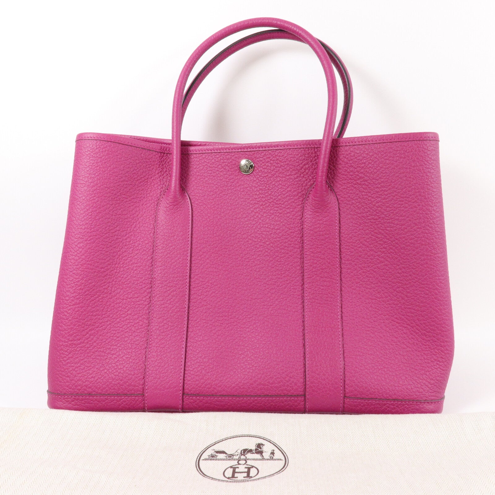 HERMES Country皮革Garden Party PM手挽袋Rose Pourpre