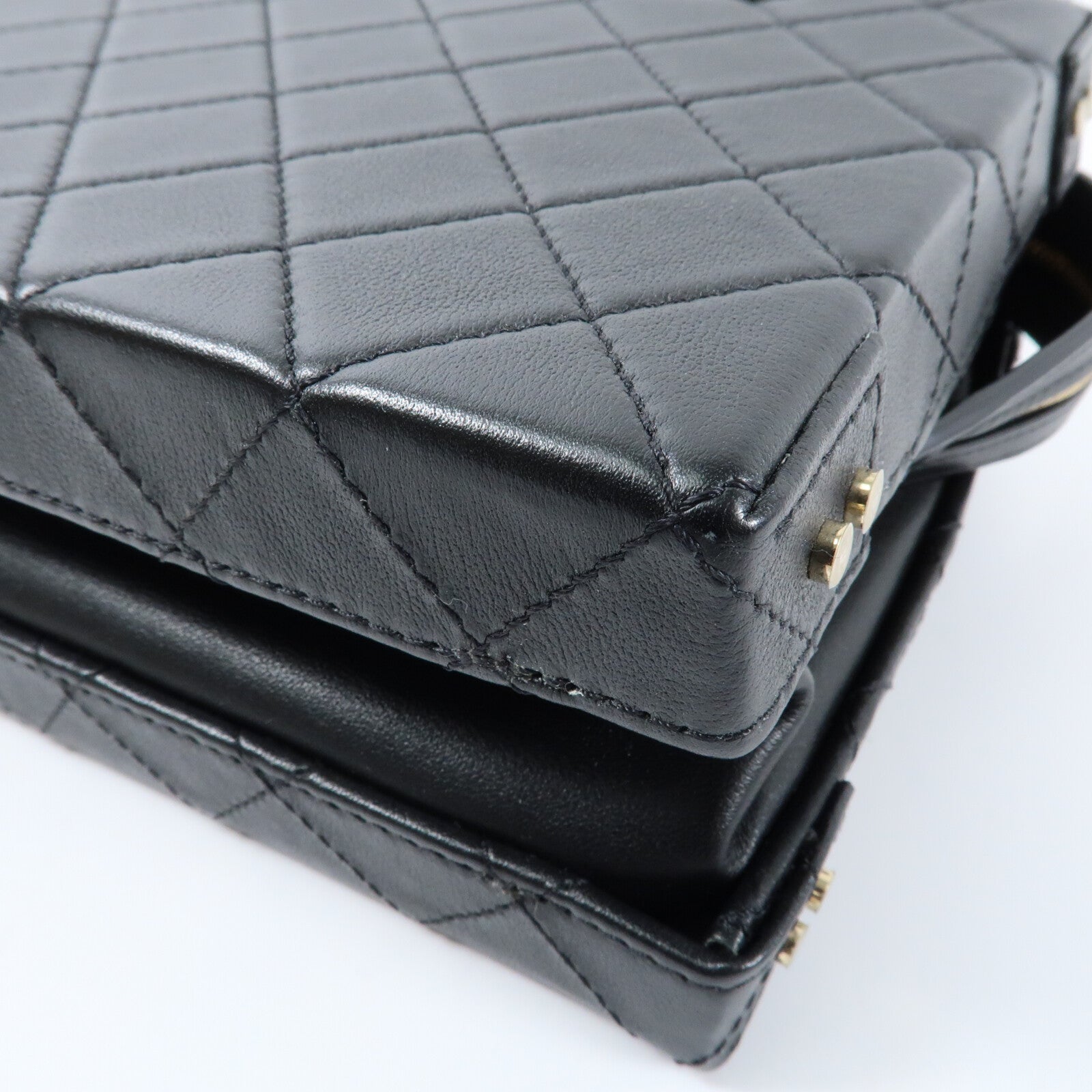 CHANEL 牛皮皮革Vanity Case金扣手挽肩背兩用袋
