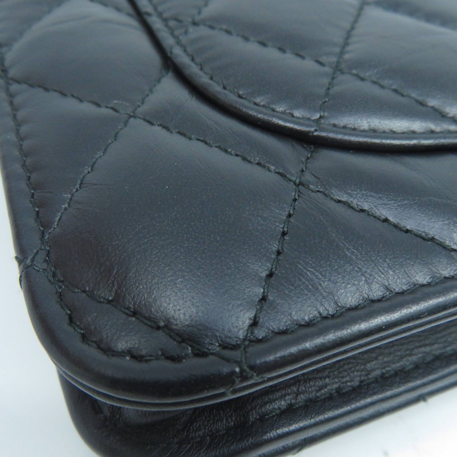 CHANEL 菱格牛皮皮革Wallet On Chain金扣鏈帶肩背袋黑色