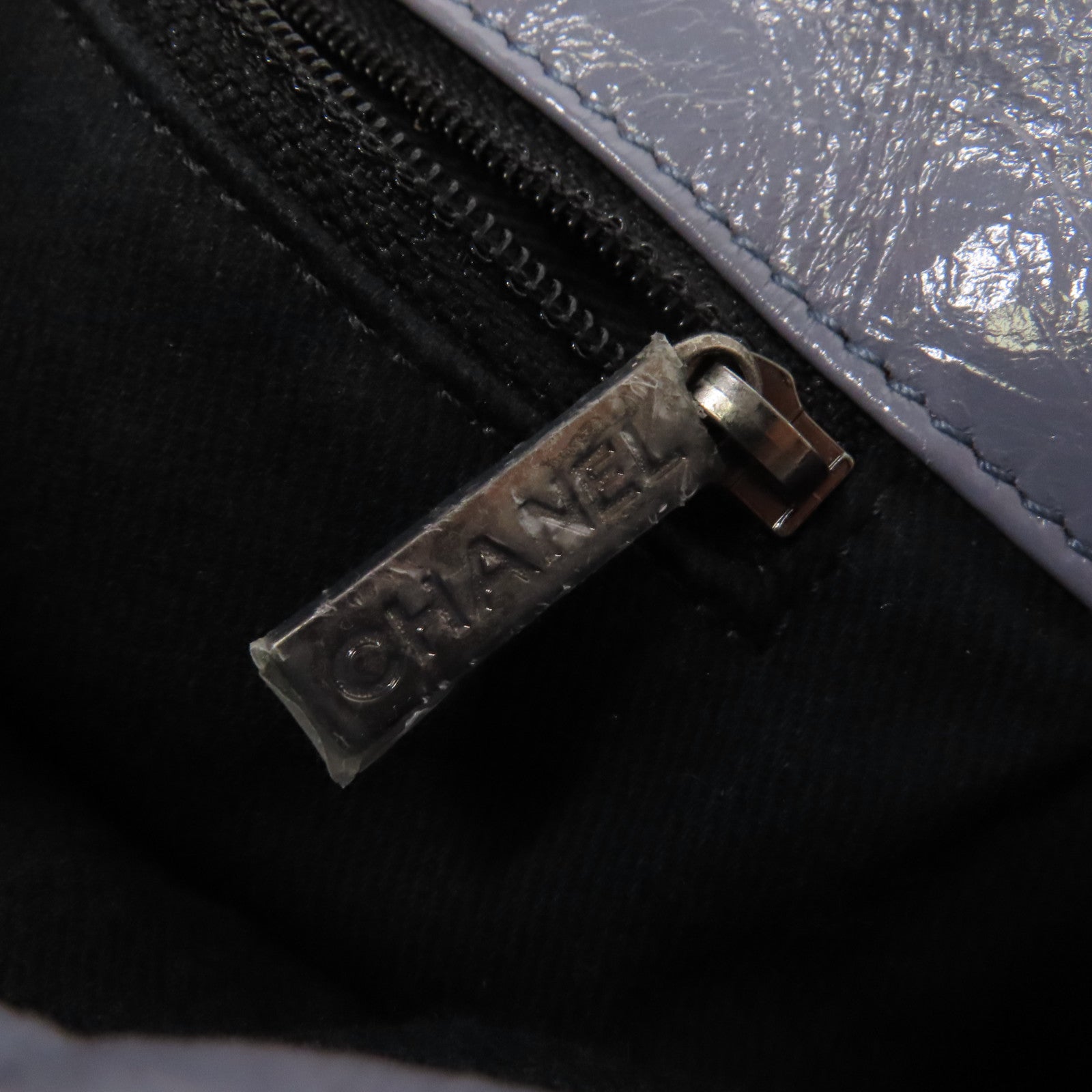 CHANEL 【激減優惠】菱格皮革Chain Shoulder銀扣鏈帶肩背袋灰色