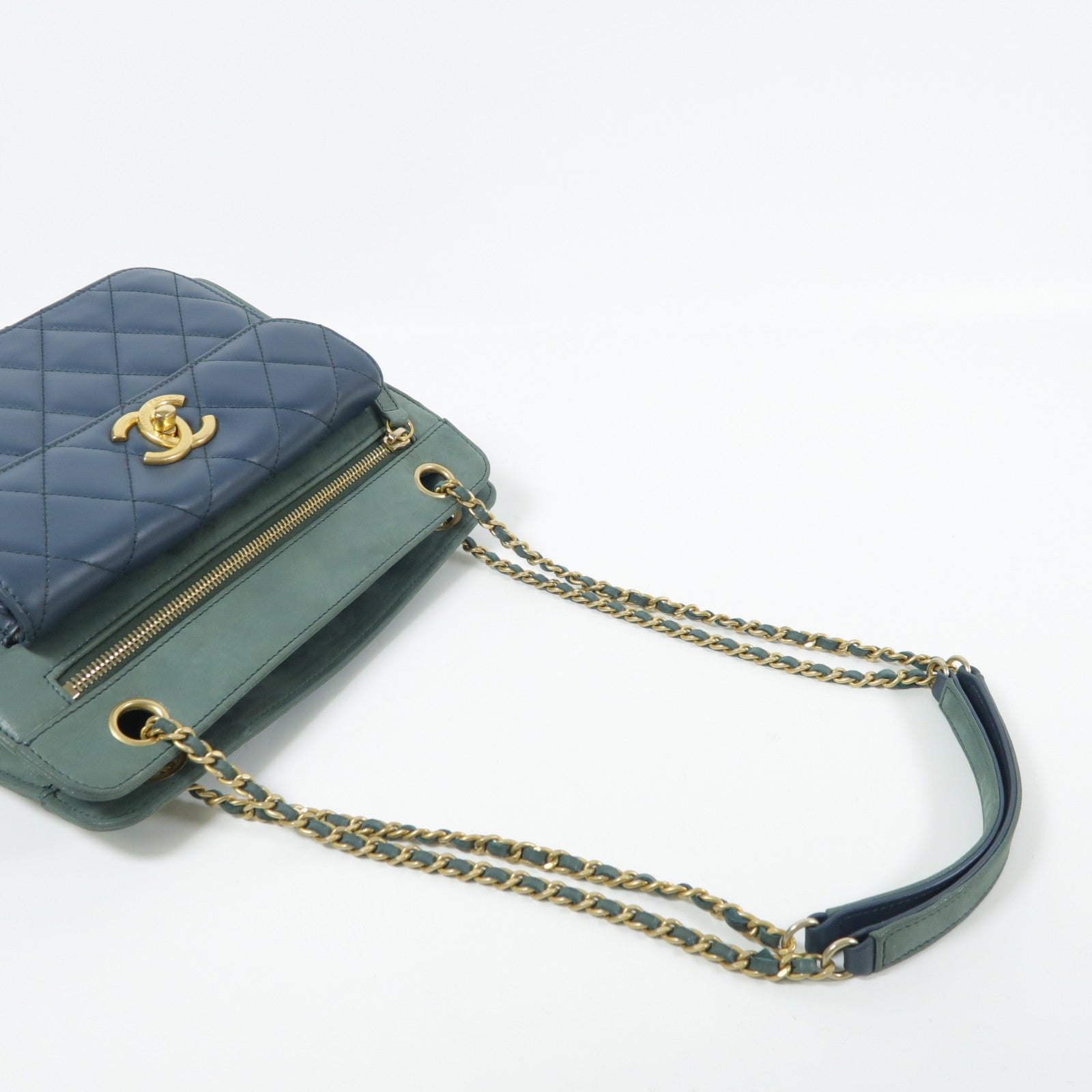 CHANEL 牛皮皮革Chain Shoulder金扣鏈帶肩背袋