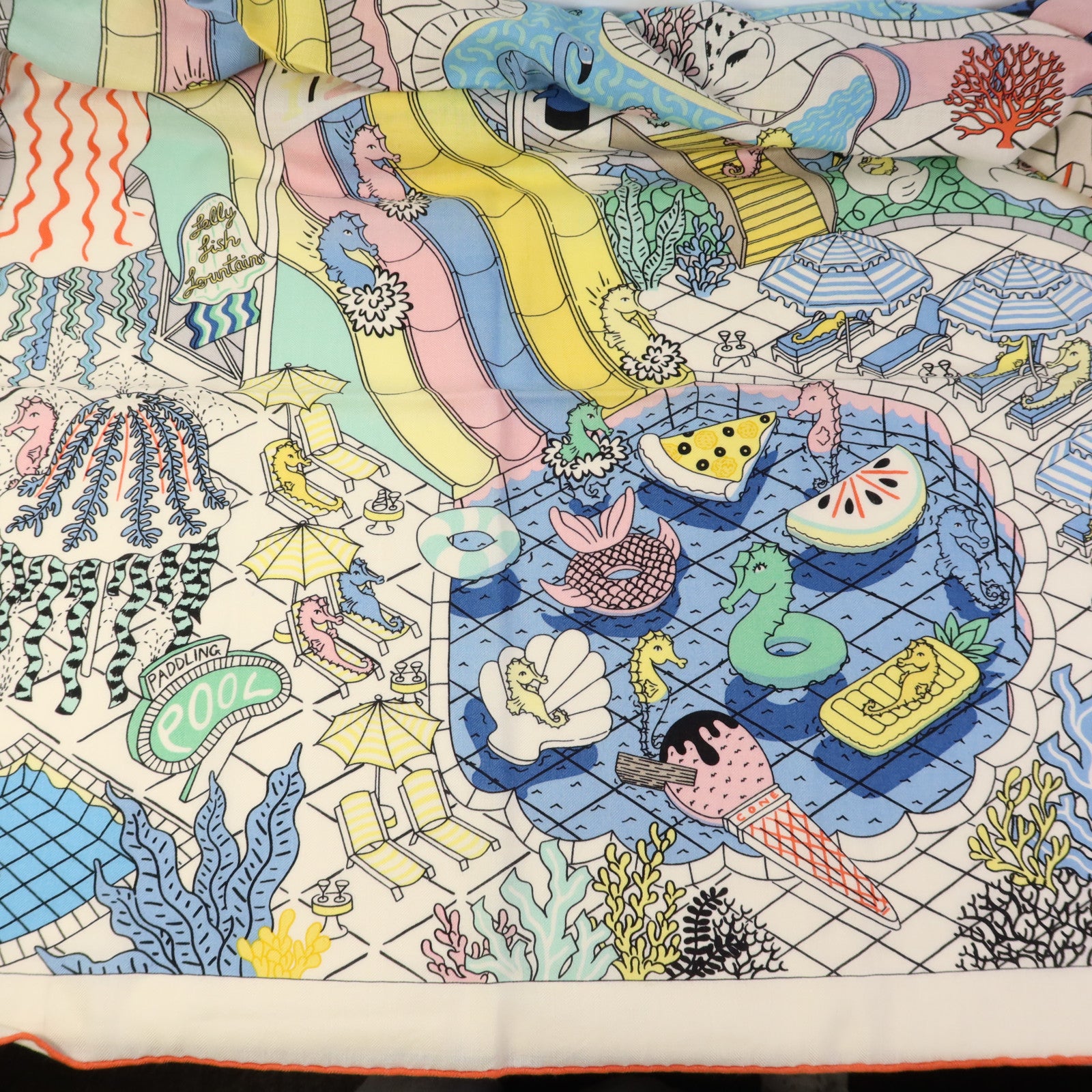 HERMES 羊絨/絲質Scarf 140X140絲巾