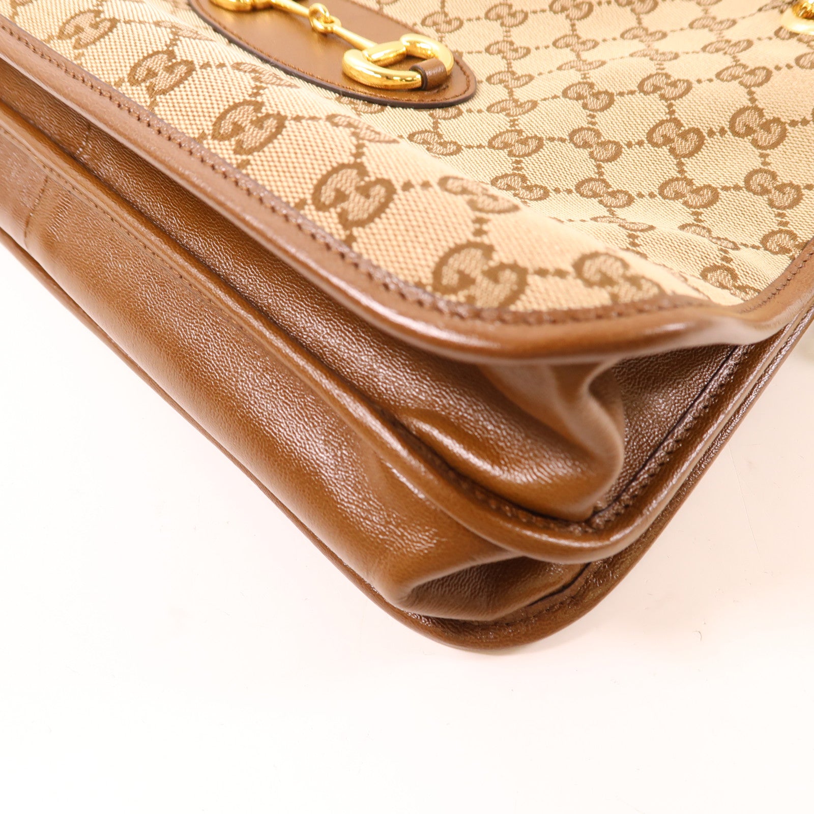GUCCI GHW Horsebit 2 Way Shoulder Tote Bag 621144 GG Canvas Leather Brown