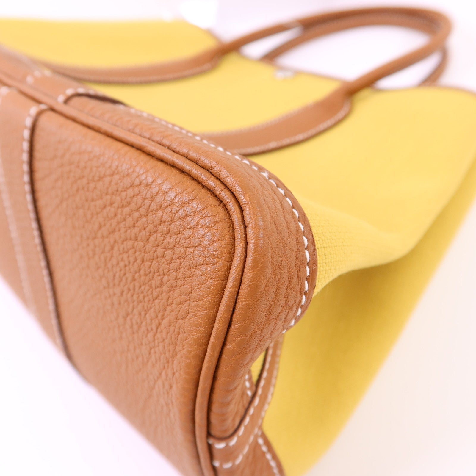 HERMES 帆布Garden Party TPM銀扣手挽袋Gold