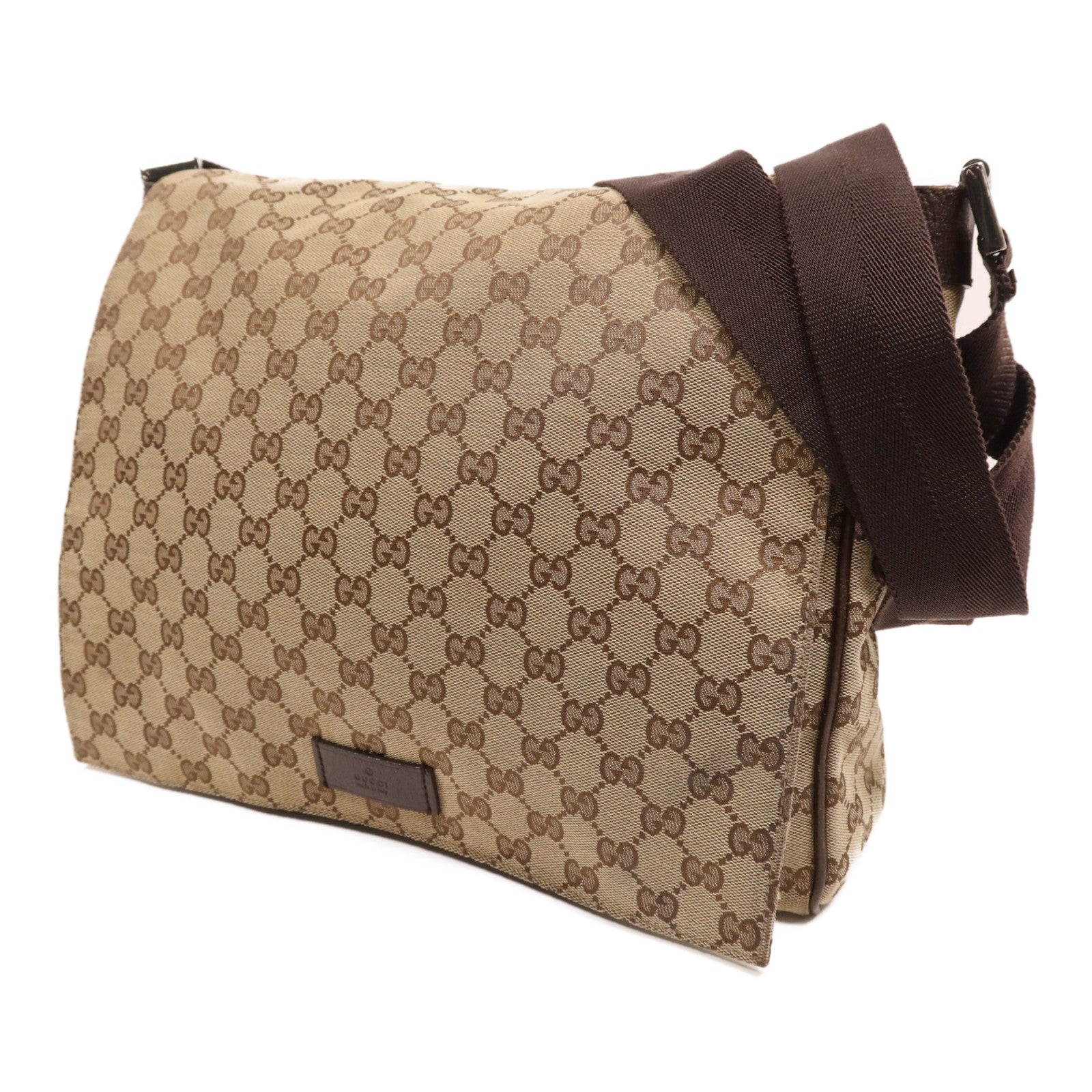 GUCCI 帆布Shoulder Bag銀扣肩背袋