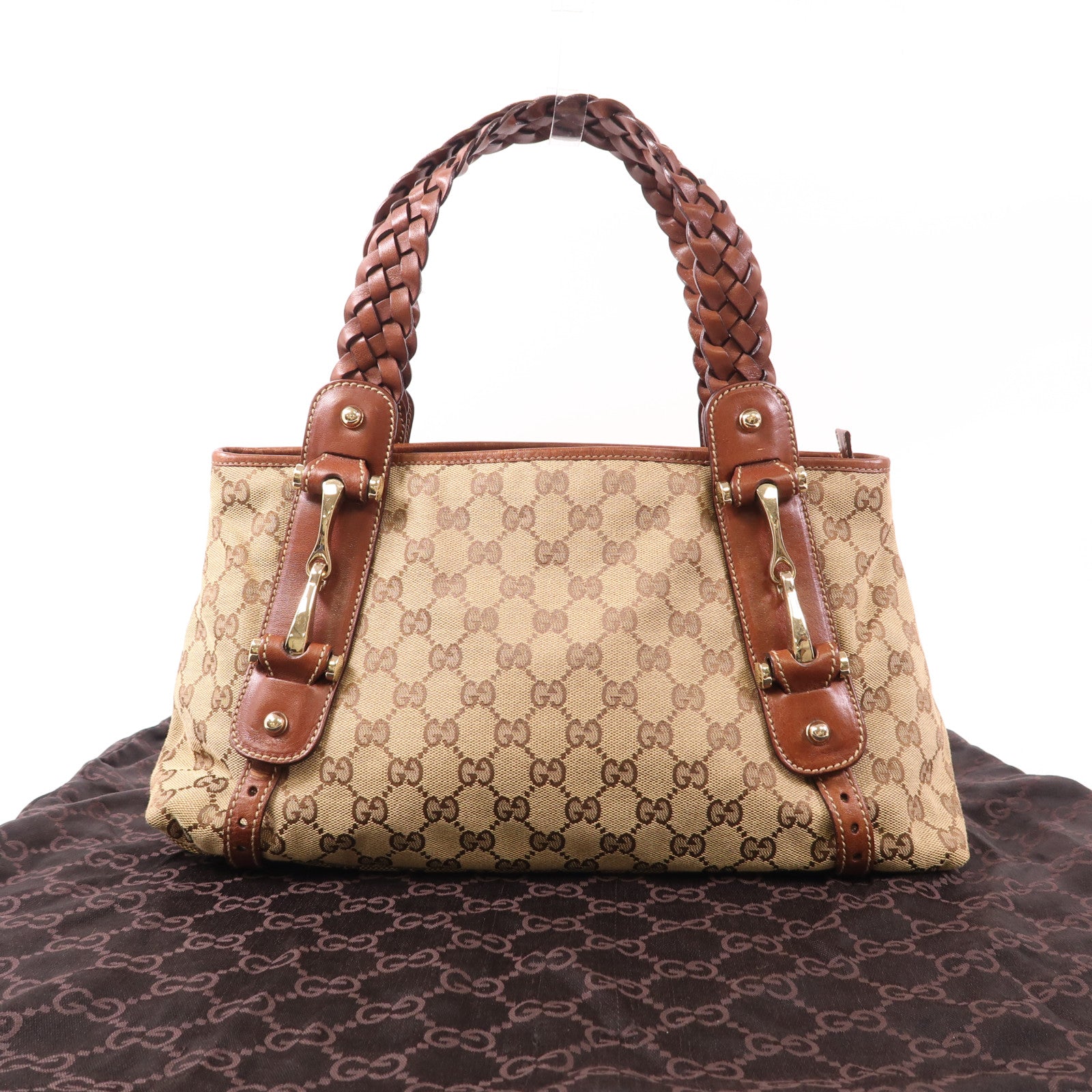 GUCCI 帆布Shoulder Bag金扣肩背袋