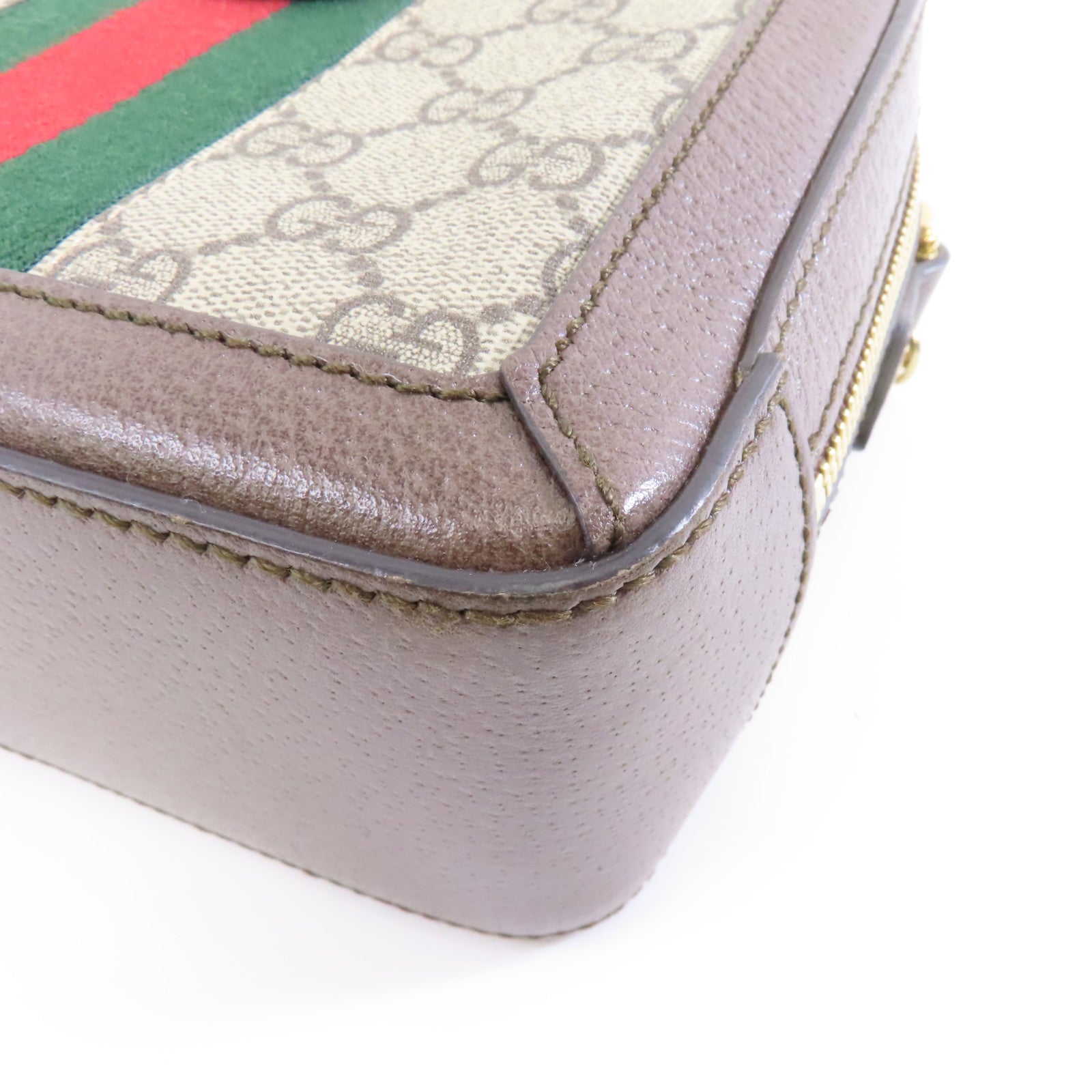 GUCCI 塗層帆布Ophidia GG Mini Supreme金扣手挽肩背兩用袋啡色
