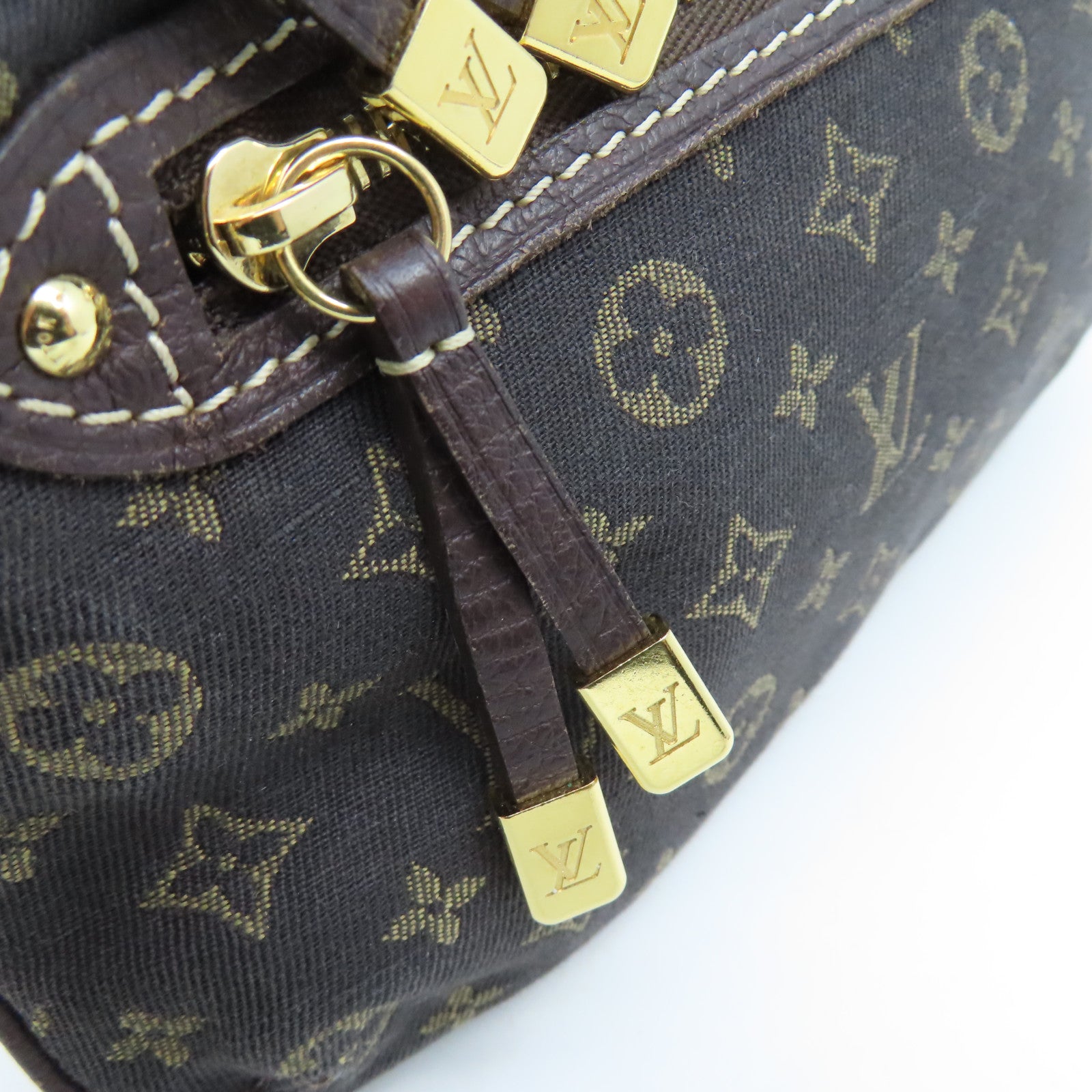 LOUIS VUITTON 【激減優惠】Monogram Mini Lin Pochette Accessoires金扣鏈帶肩帶袋啡色