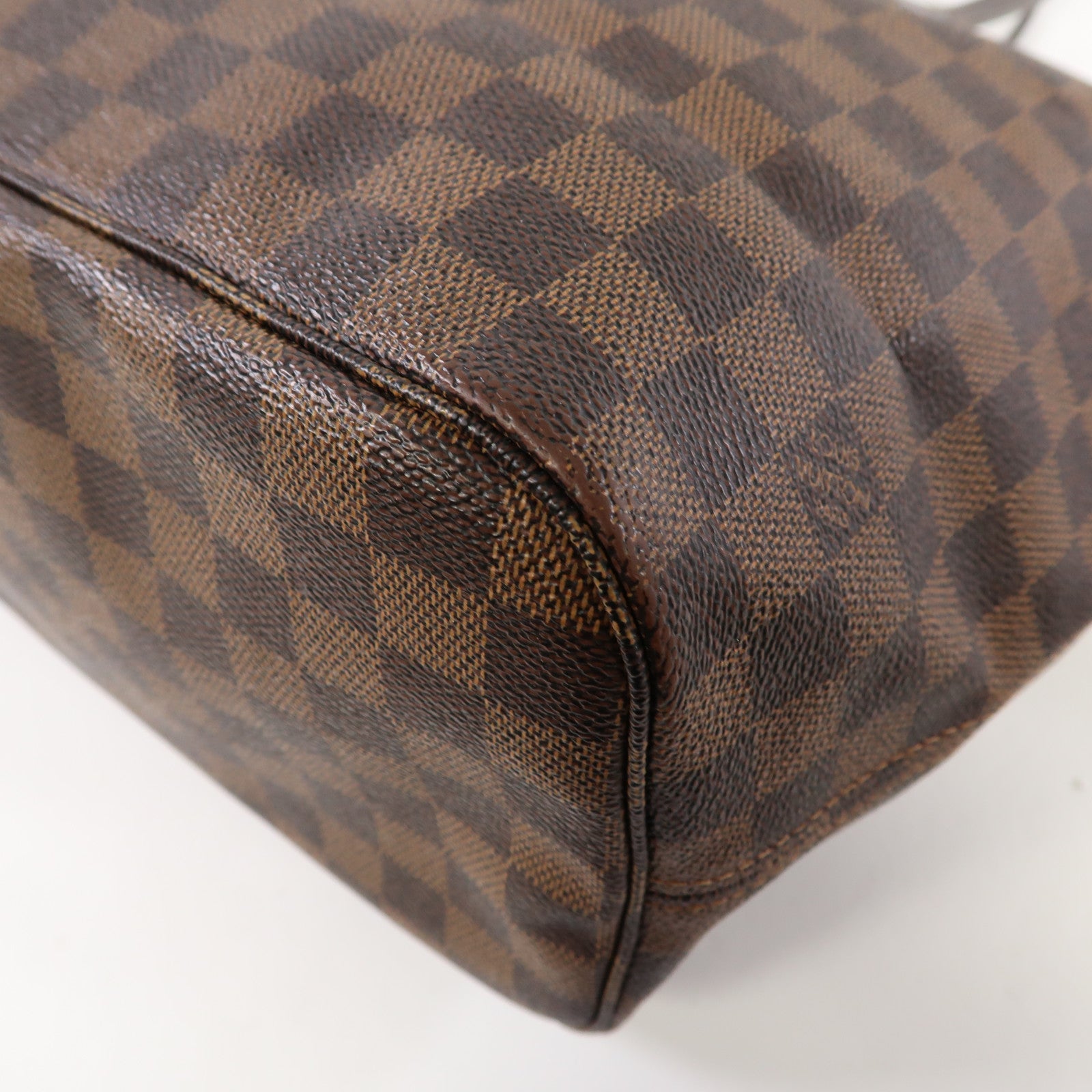 LOUIS VUITTON Damier Ebene Neverfull MM金扣手挽袋啡色