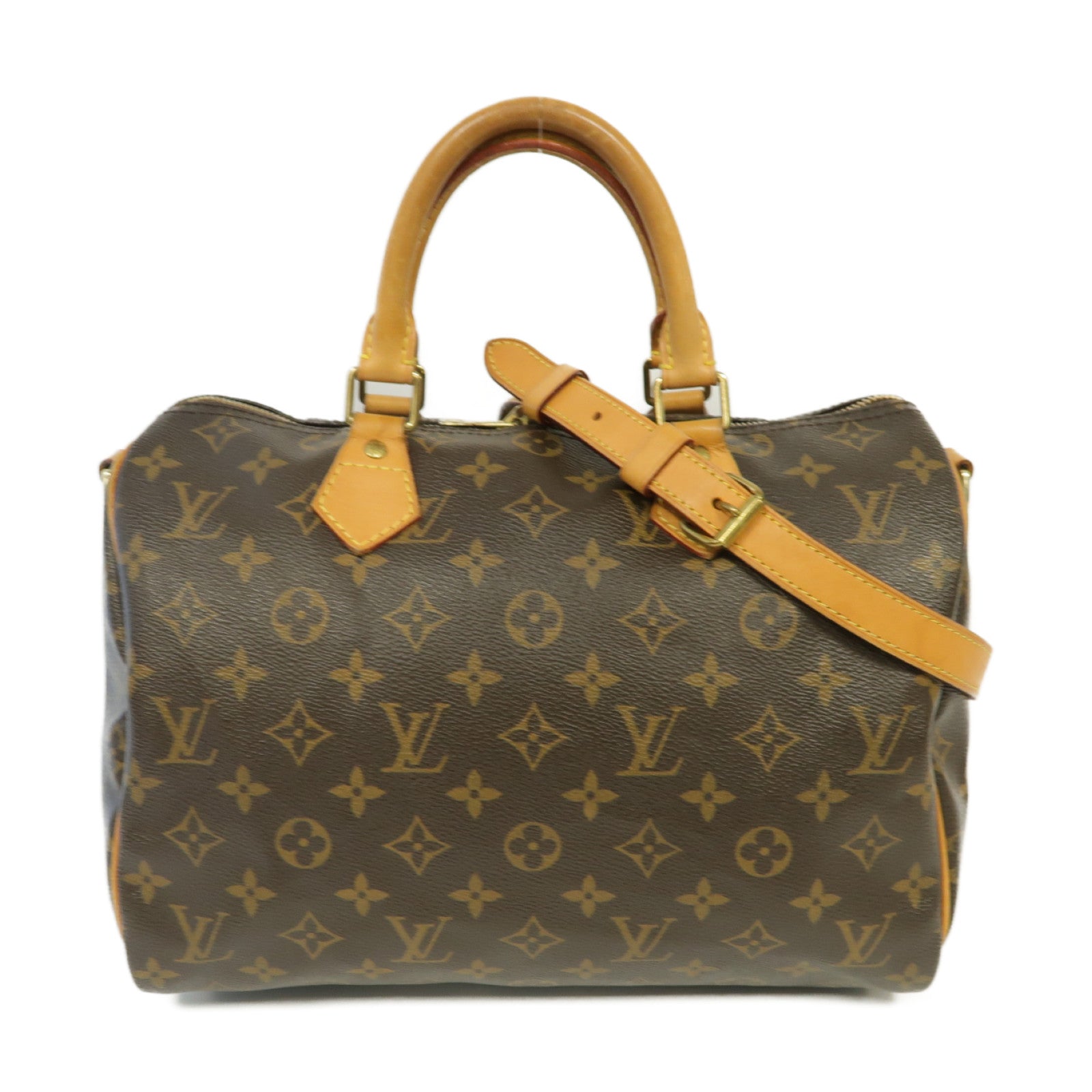LOUIS VUITTON Monogram Speedy Bandouliere 30金扣手挽肩背兩用袋棕色