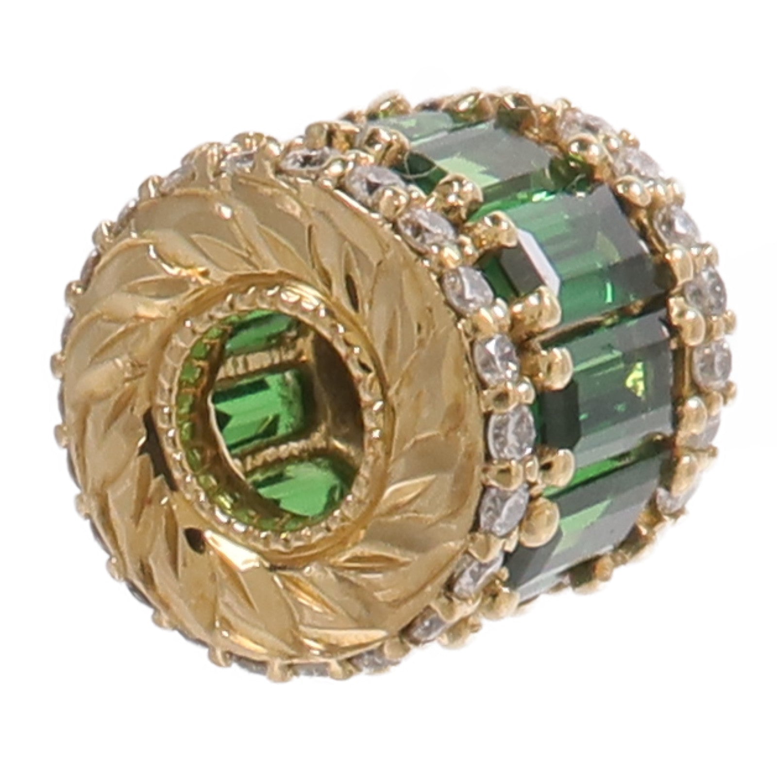 JEWELRY 18K黃金Tsavorite Diamond Top沙弗萊石/鑽石吊墜