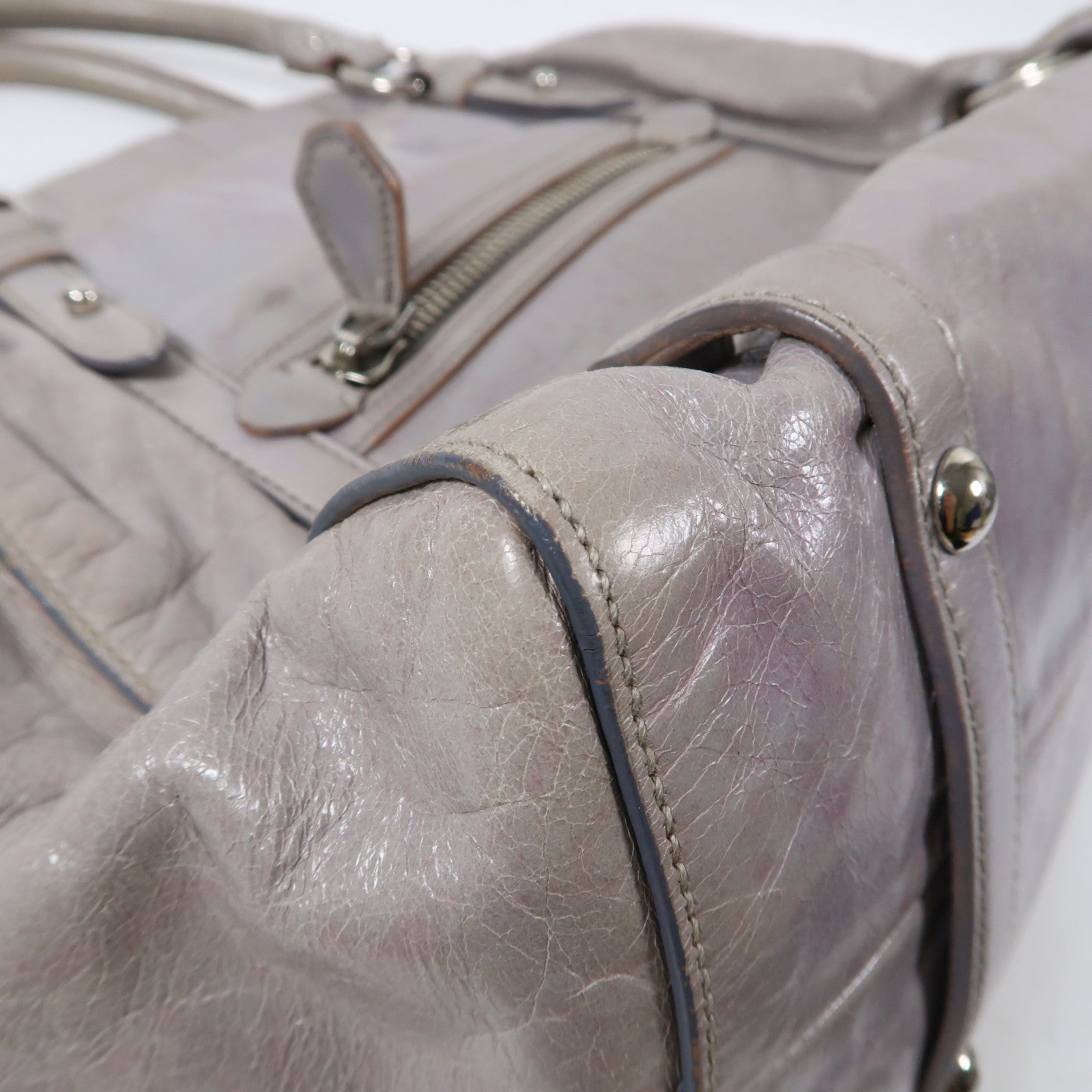 Miu Miu 牛皮皮革2 Way Shoulder Bag銀扣手挽肩背兩用袋灰色
