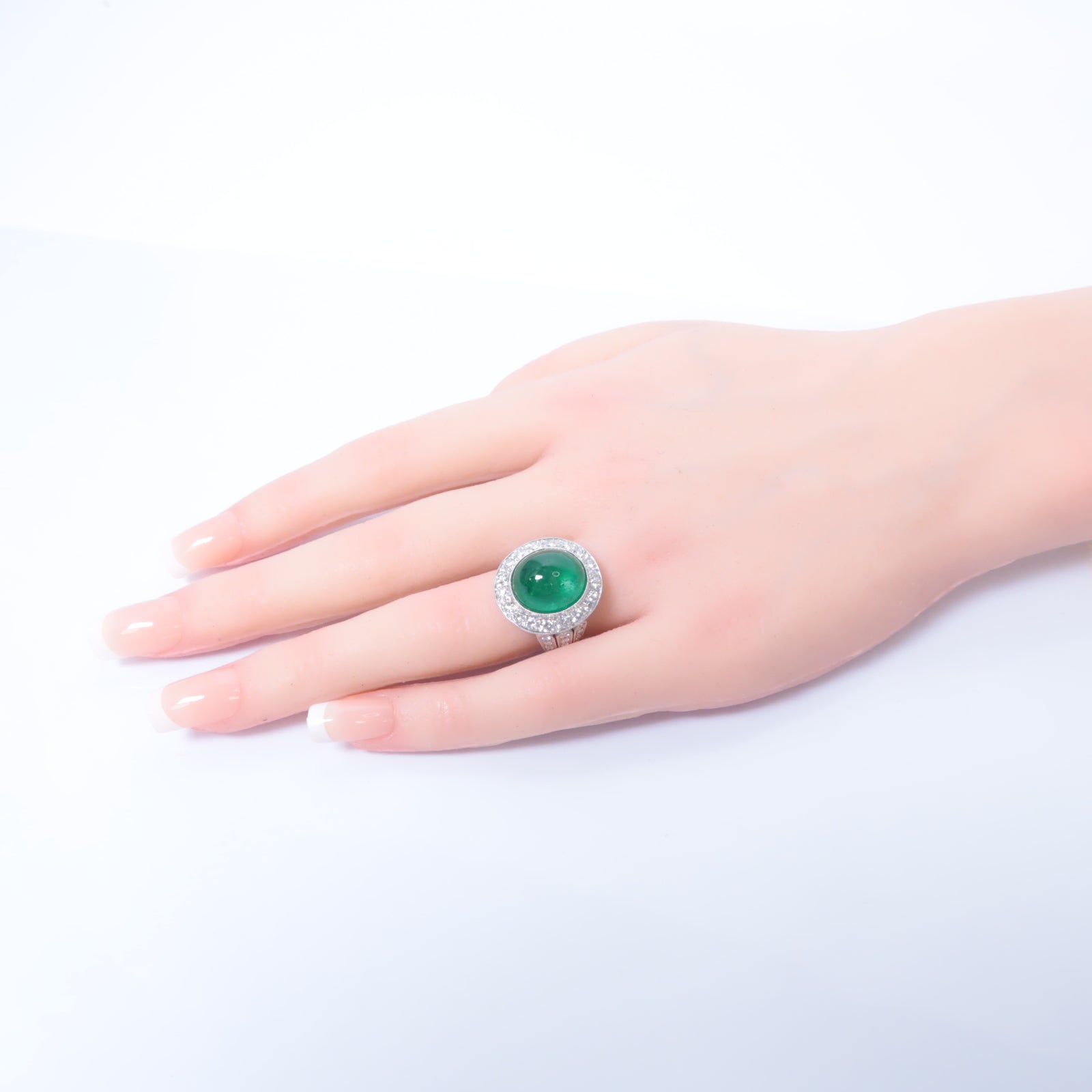 JEWELRY 【激減優惠】PT900鉑金Emerald Ring綠寶石戒指US#6.5