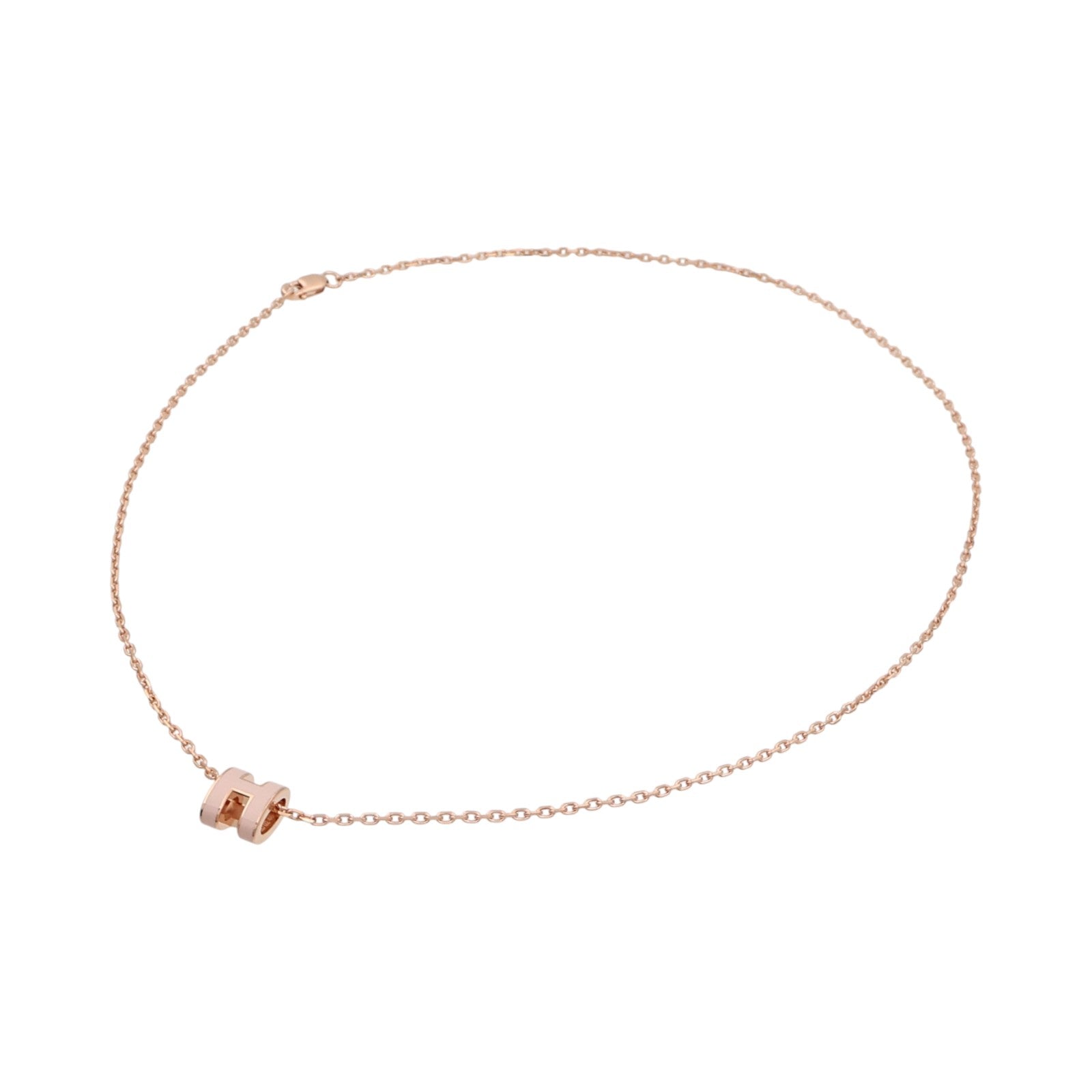 HERMES 金屬/琺瑯Mini Pop H Necklace項鍊Rose Sakura