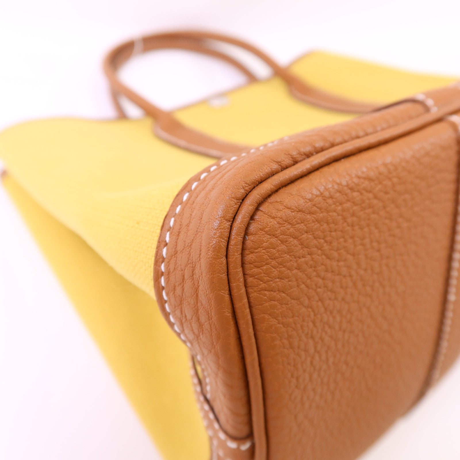 HERMES 帆布Garden Party TPM銀扣手挽袋Gold