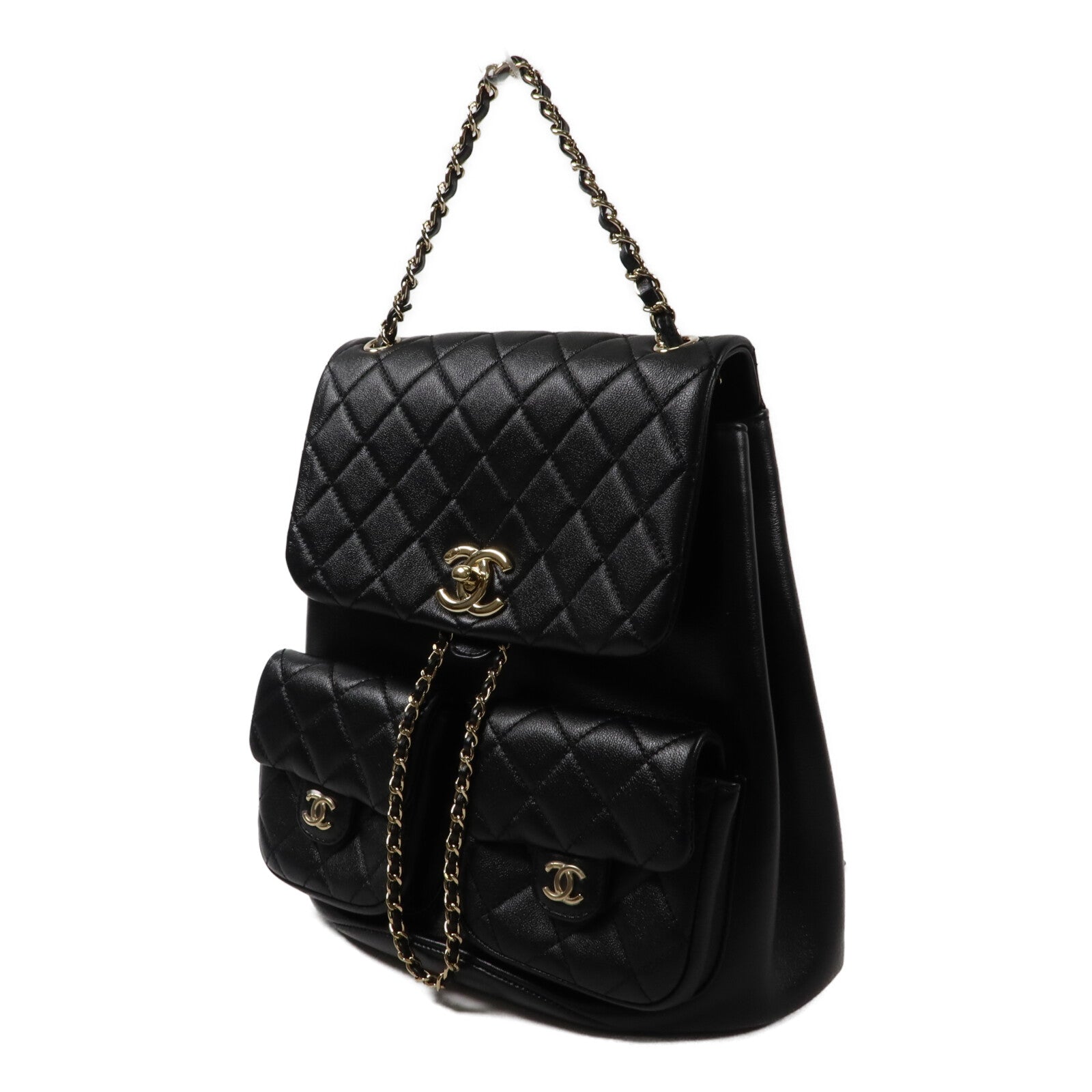 CHANEL 牛皮皮革Duma Backpack Large鏈帶背包