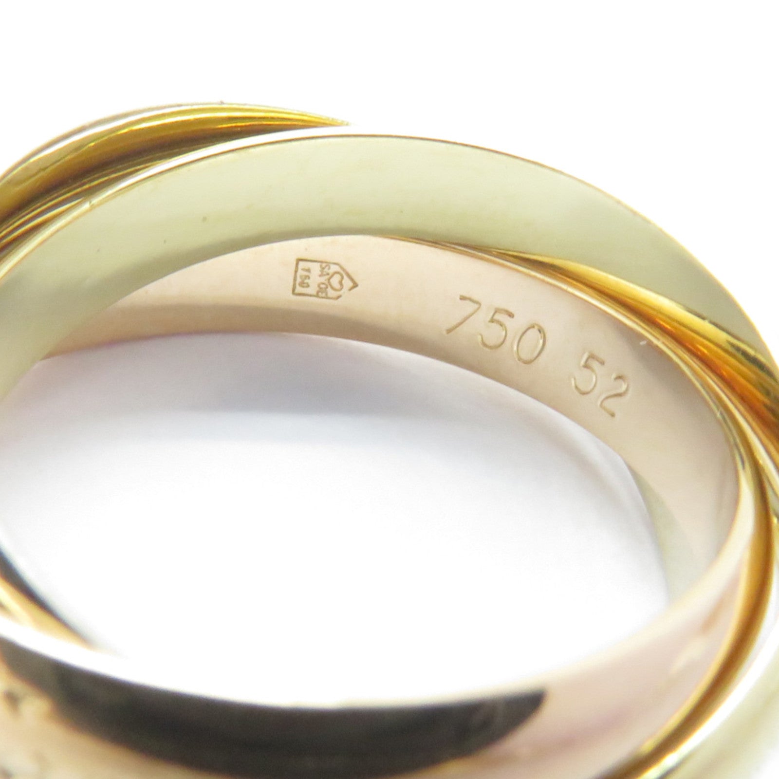 CARTIER 18K黃金/白金/玫瑰金Trinity戒指Cartier#52/US#6