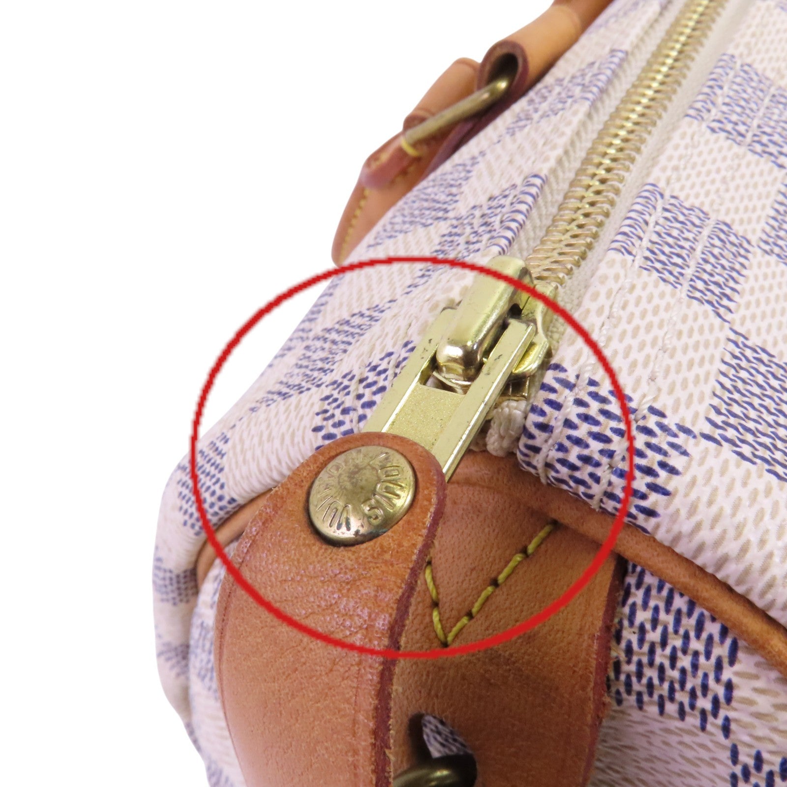 LOUIS VUITTON Damier Azur Speedy 30金扣手挽袋