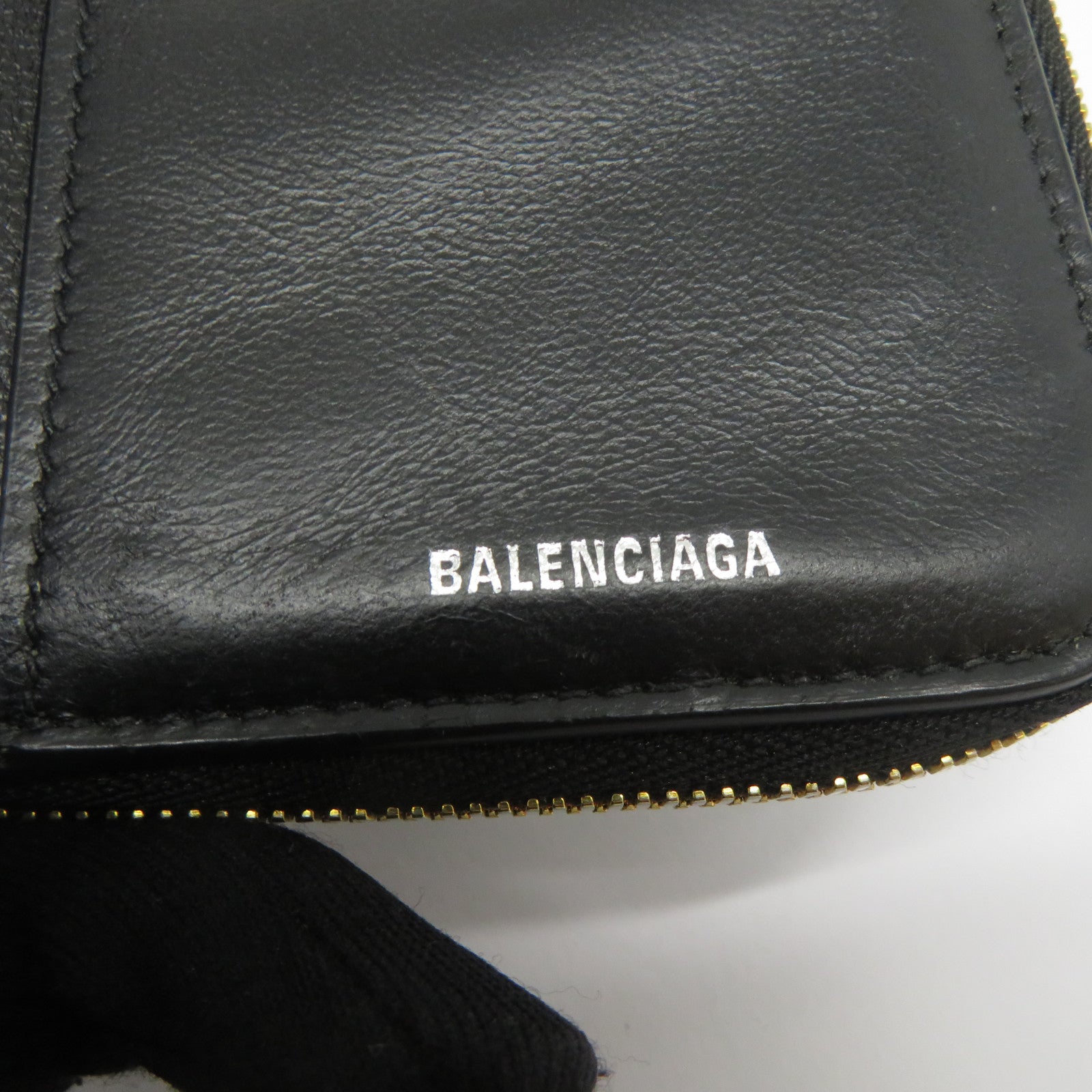 BALENCIAGA 【激減優惠】牛皮皮革Wallet金扣錢包黑色