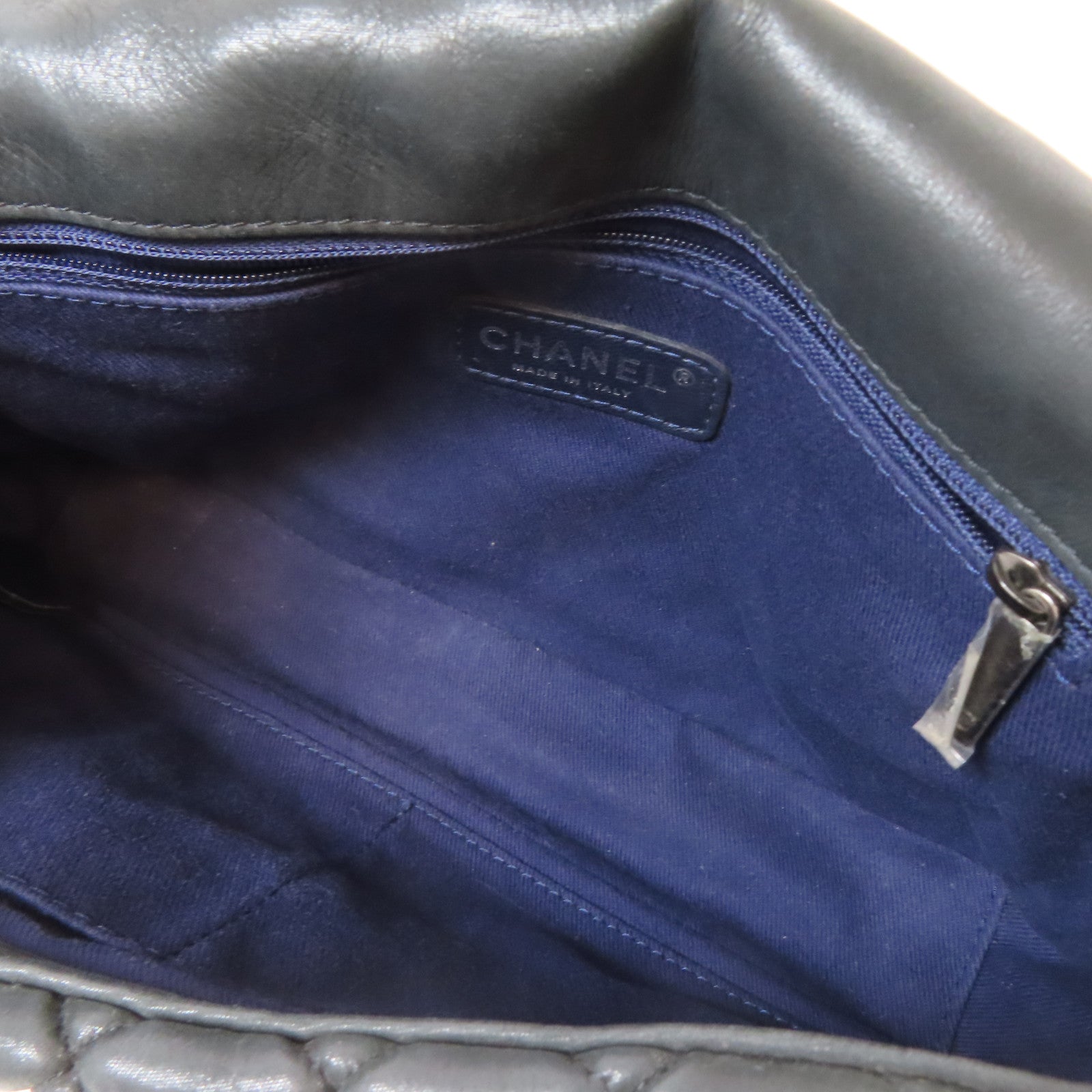 CHANEL 【激減優惠】菱格牛皮皮革Chain Shoulder Bag銀扣鏈帶肩背袋灰色