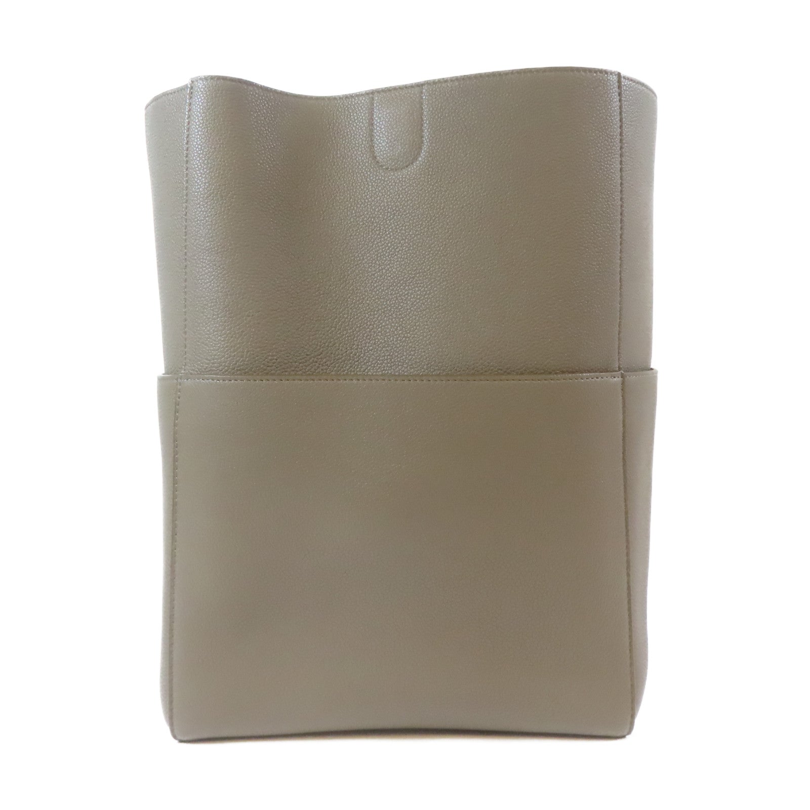 CELINE 牛皮皮革Sangle Bucket金扣肩背袋灰色