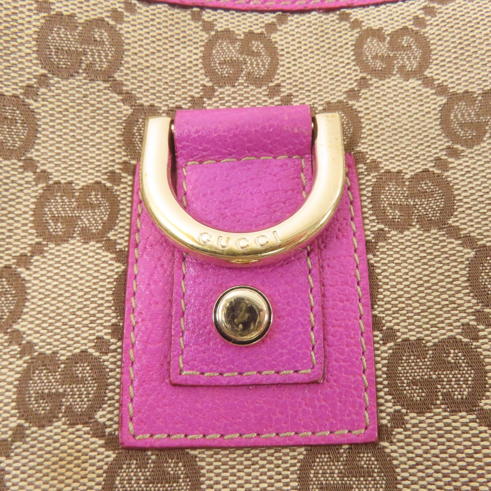 GUCCI 帆布Abbey Hand Bag金扣手挽袋棕色/紫色