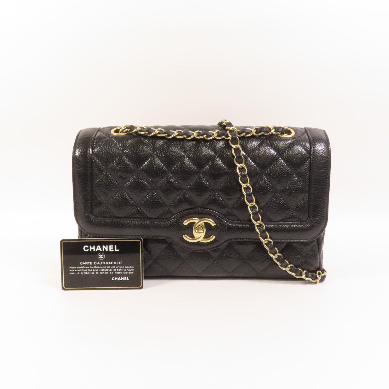 CHANEL 牛皮皮革Shoulder Bag金扣肩背袋