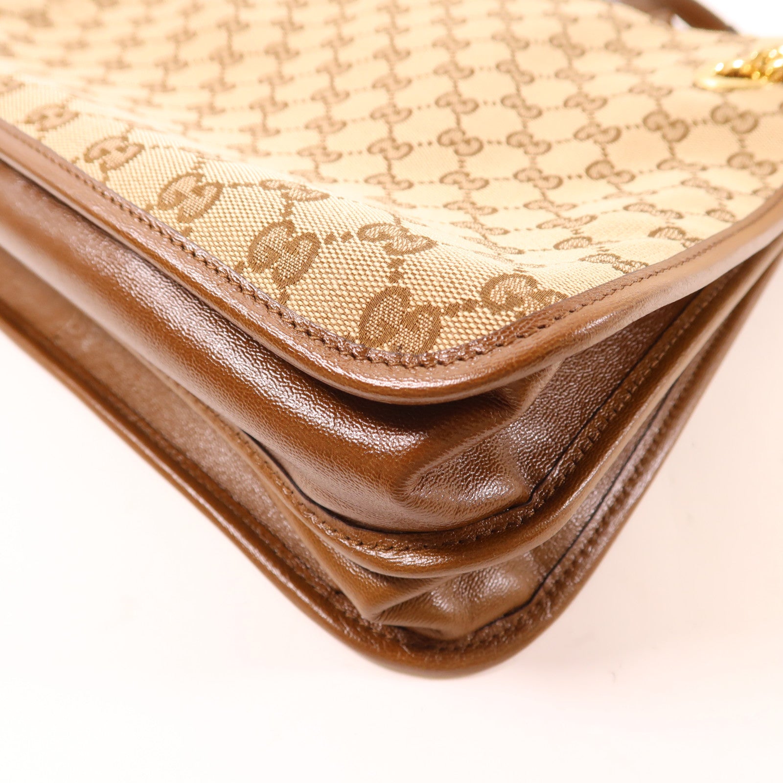 GUCCI GHW Horsebit 2 Way Shoulder Tote Bag 621144 GG Canvas Leather Brown