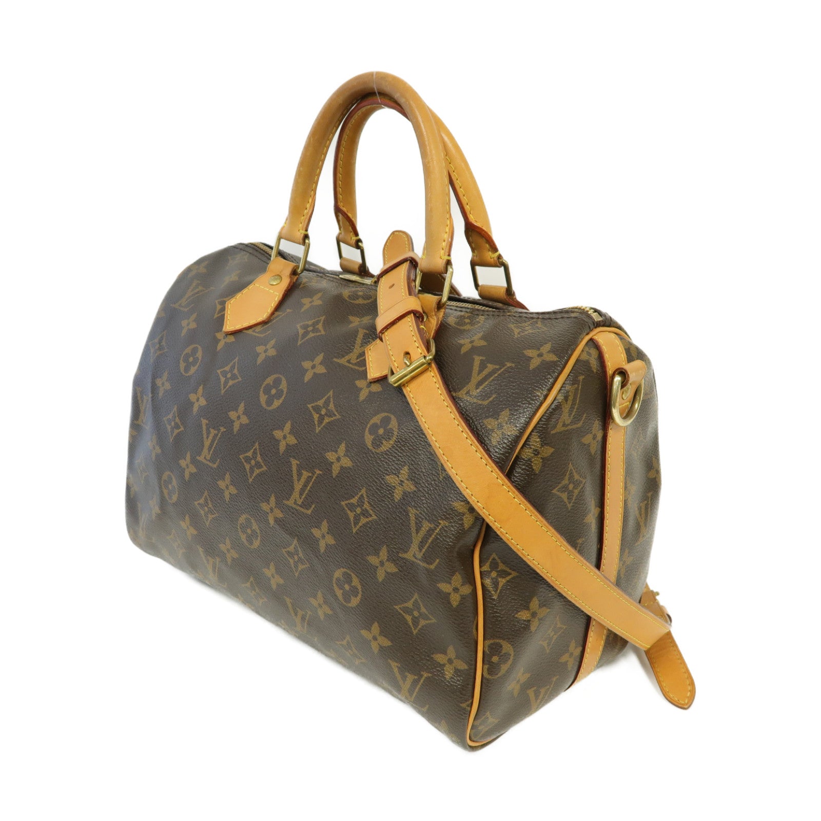 LOUIS VUITTON Monogram Speedy Bandouliere 30金扣手挽肩背兩用袋棕色