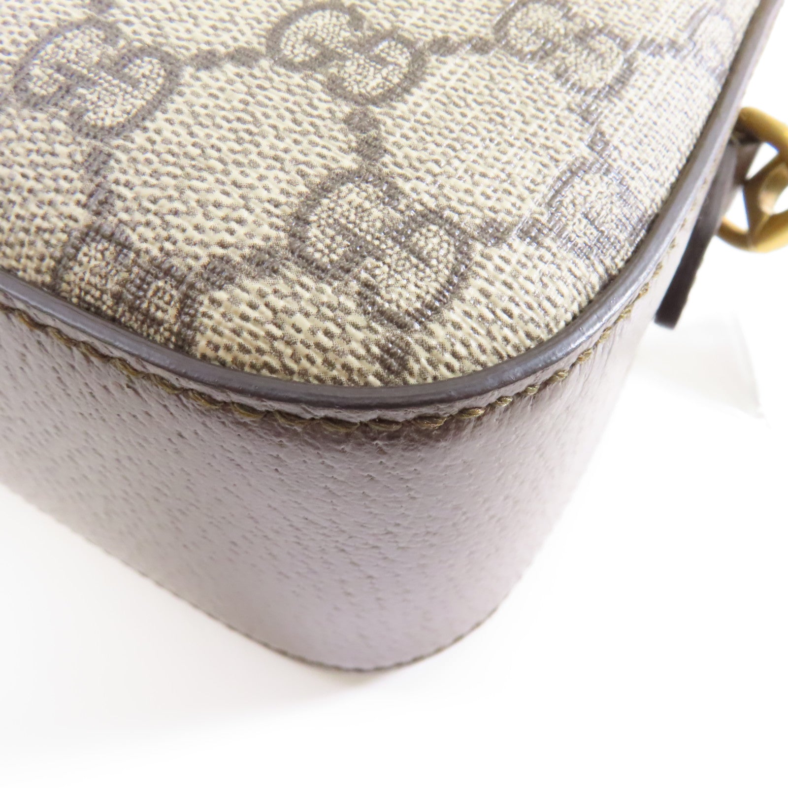 GUCCI 塗層帆布Neo Vintage GG Supreme金扣肩背袋棕色