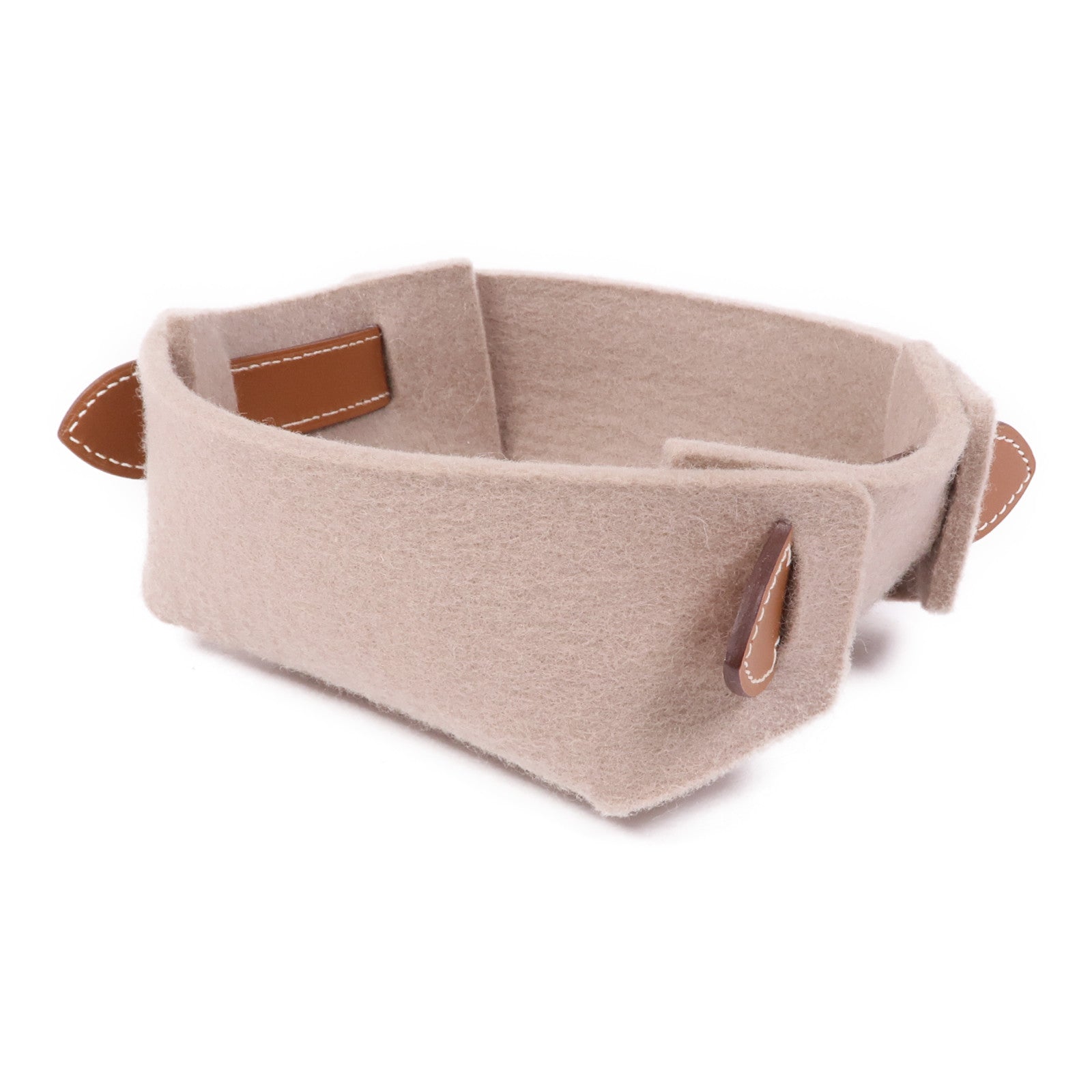 HERMES Vide Poche PassPass PM Plateau Suede Leather Beige