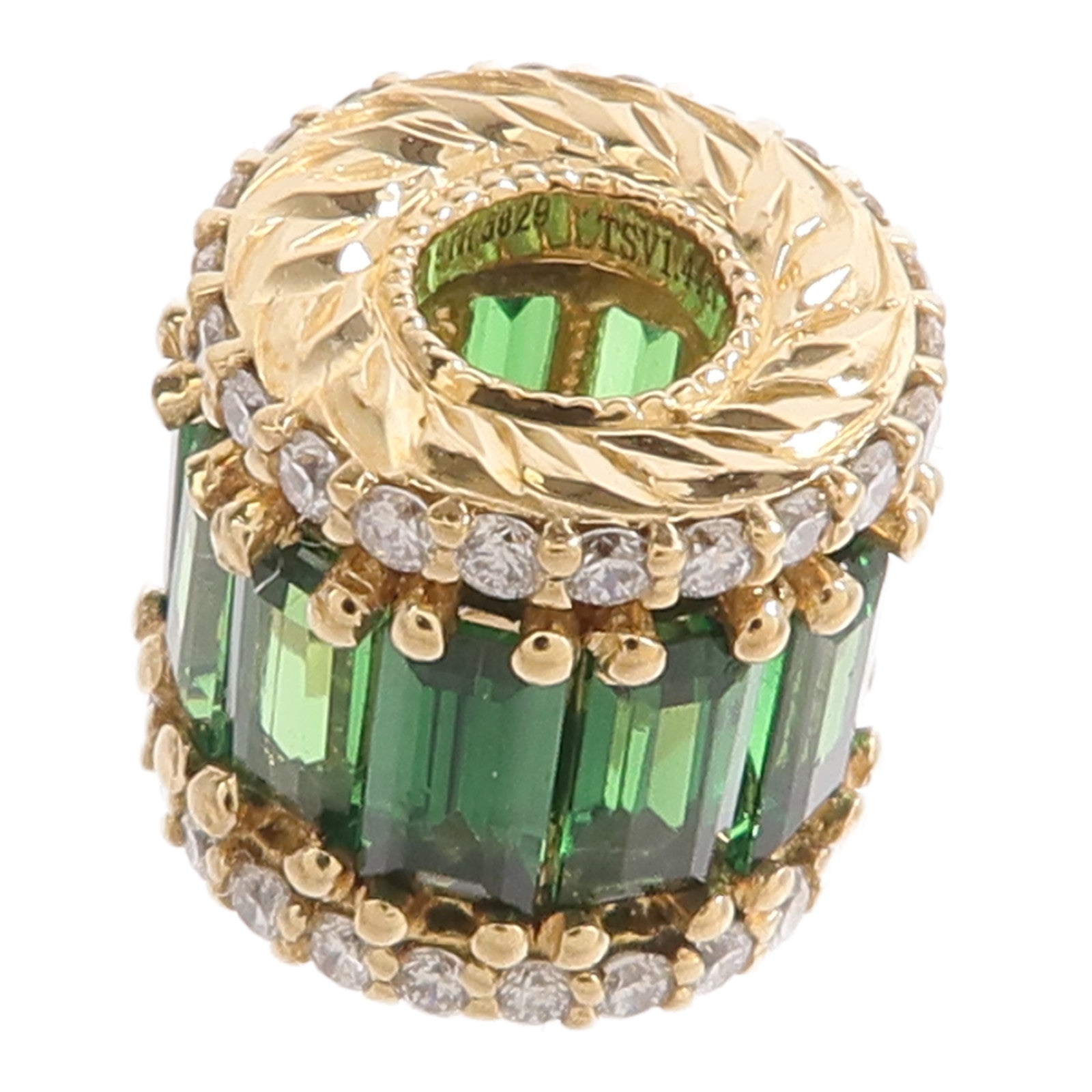 JEWELRY 18K黃金Tsavorite Diamond Top沙弗萊石/鑽石吊墜