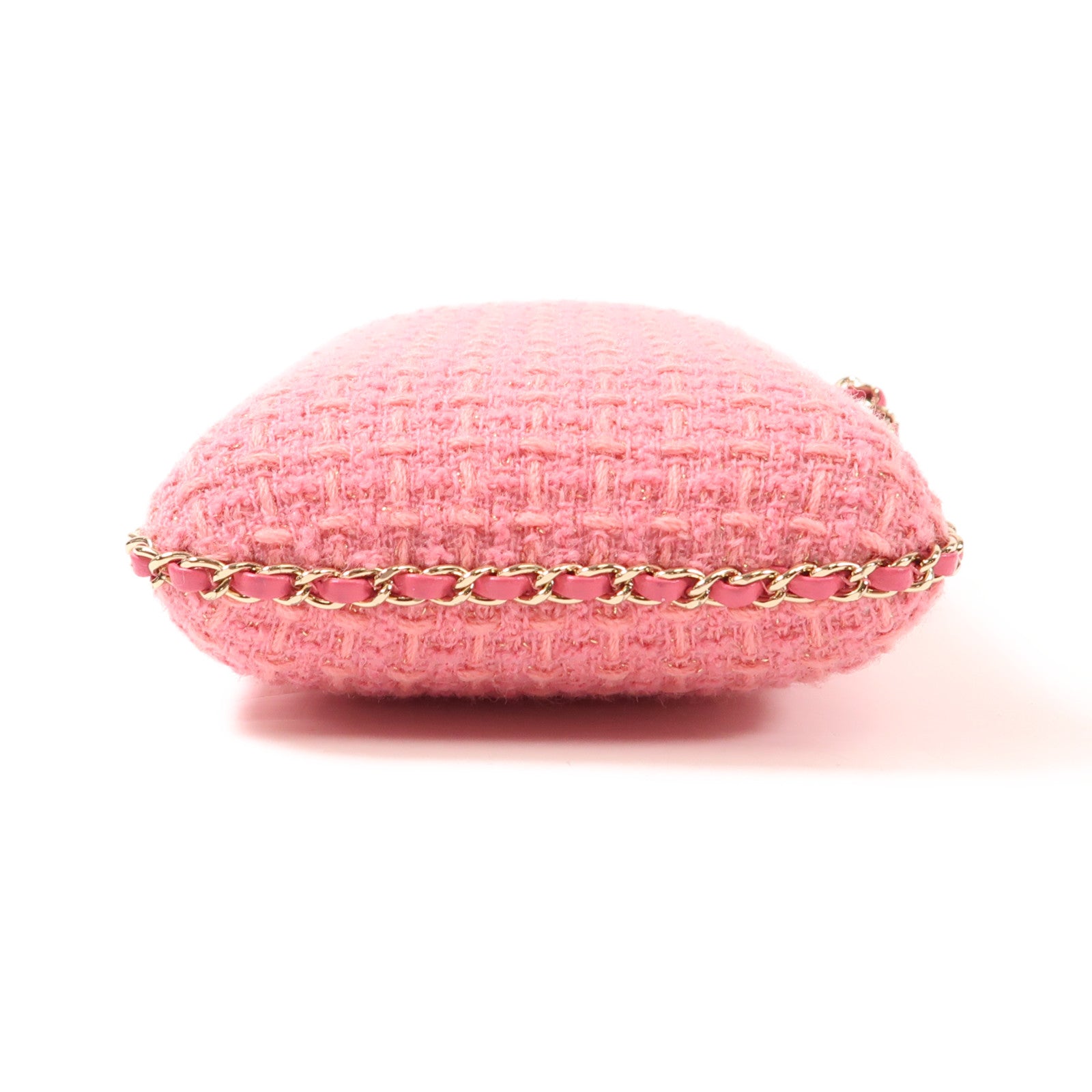CHANEL 斜紋軟呢Phone Bag金扣鏈帶肩背袋