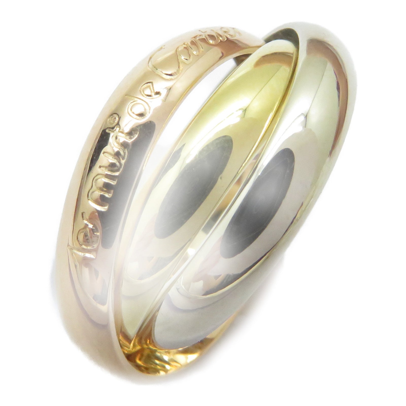 CARTIER 18K黃金/白金/玫瑰金Trinity戒指Cartier#52/US#6