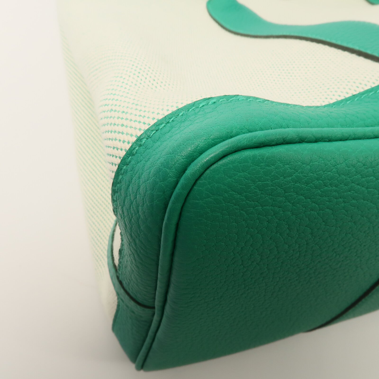 HERMES Negonda皮革/Canvas Garden Party PM手挽袋Menthe