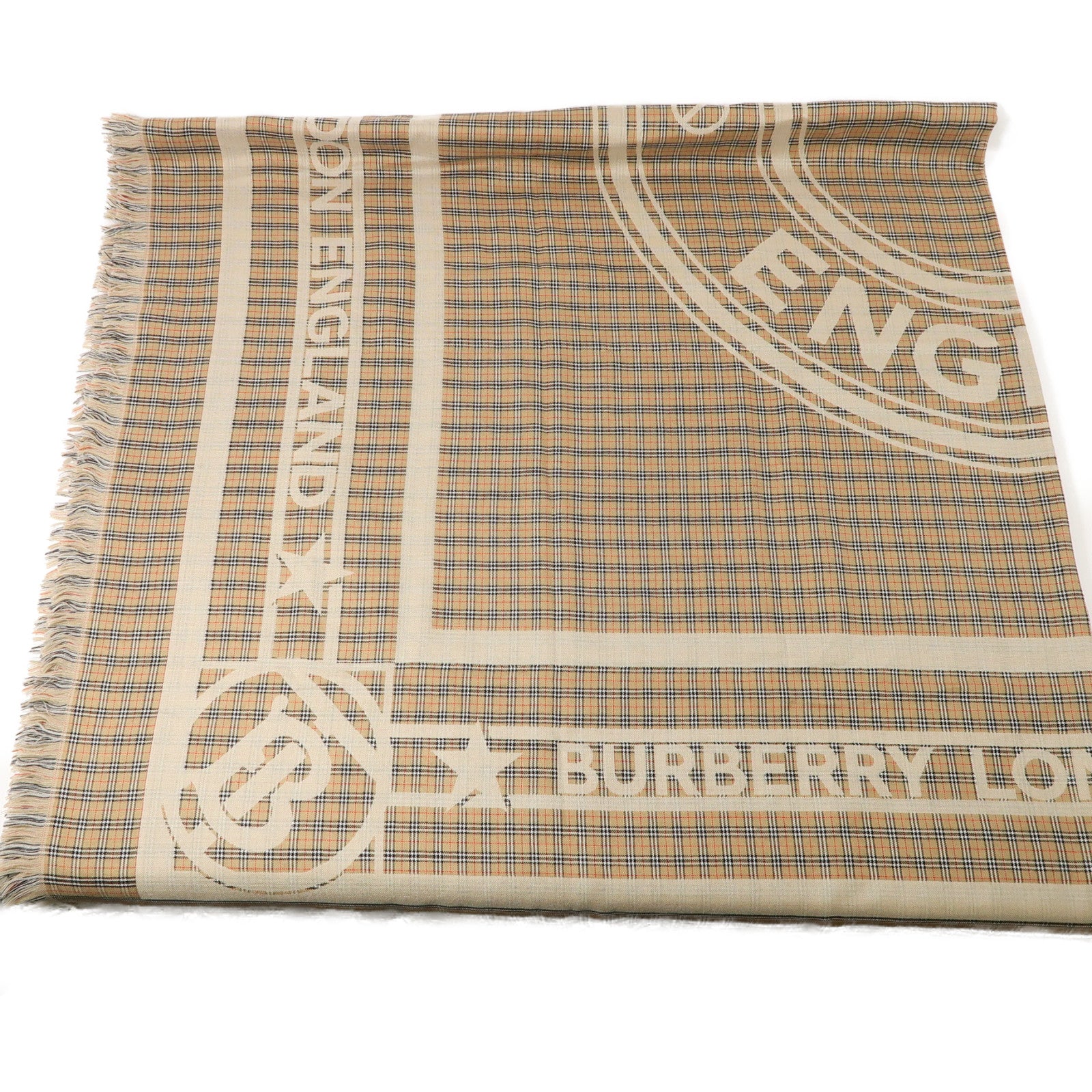 BURBERRY 絲質/羊毛Scarf圍巾啡色